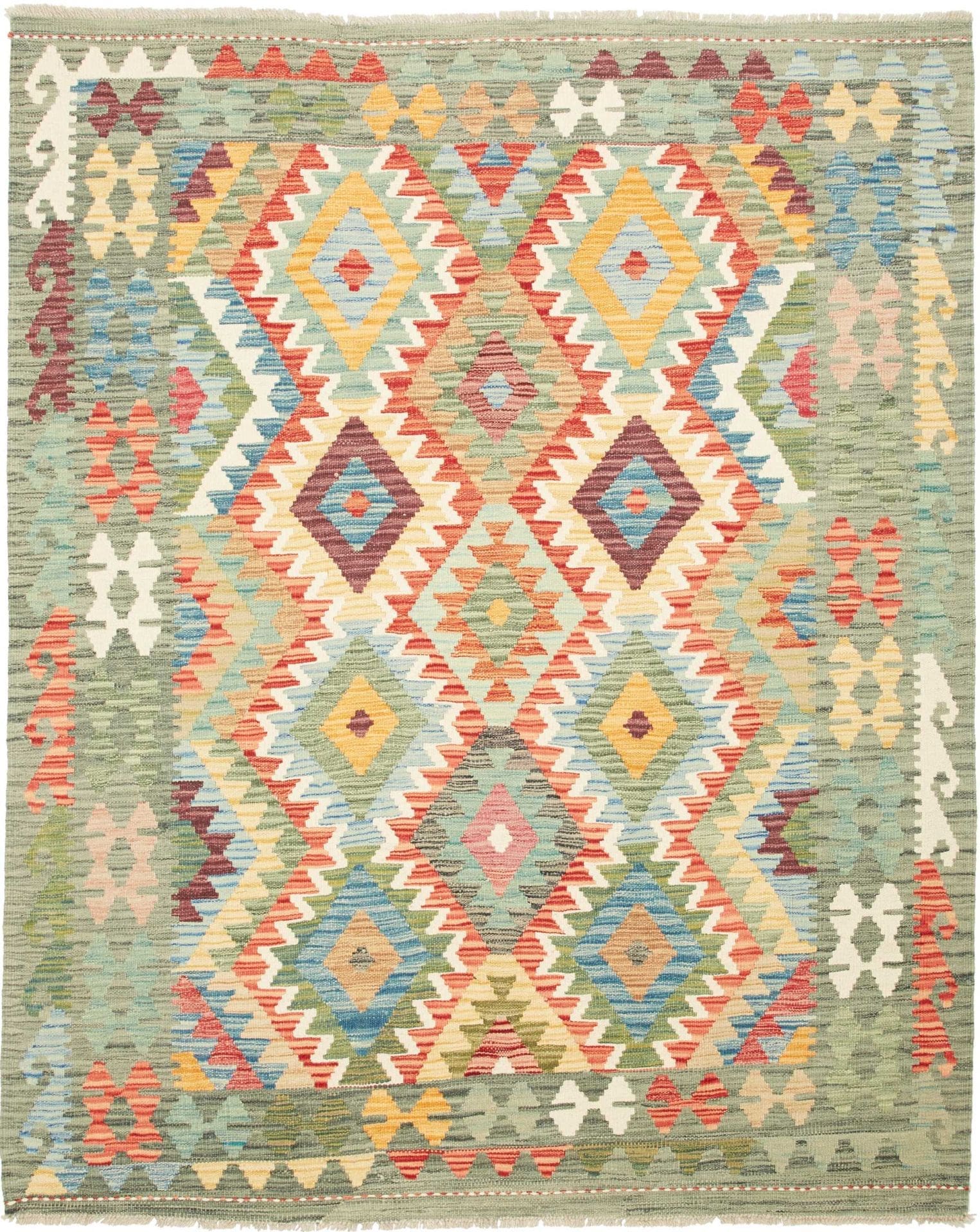 Kelim Teppich 160 x 195 cm, Schurwolle, handgewebt, rustikal