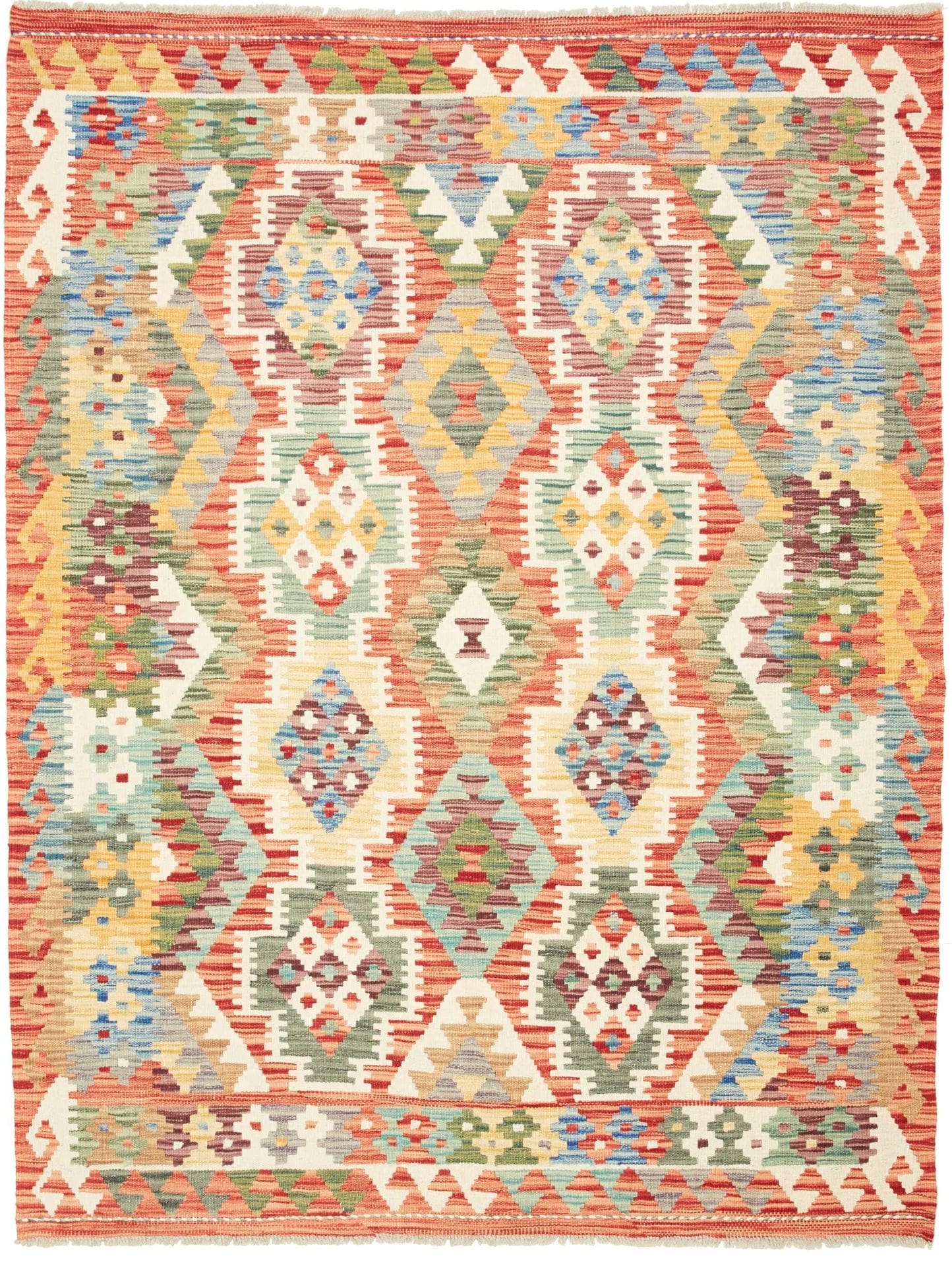 Kelim Teppich 160 x 197cm, Schurwolle, Handgewebt, Orientteppich