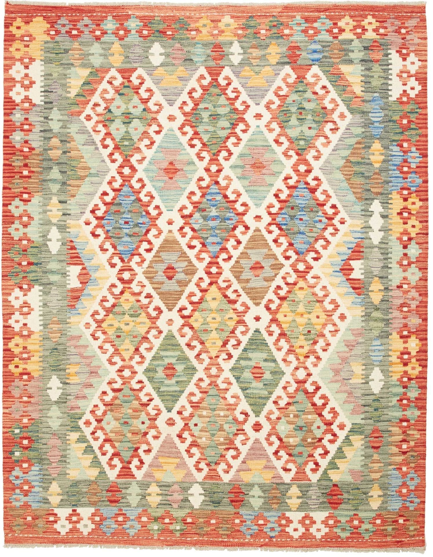 Kelim Teppich 160 x 200cm, handgewebt, rustikales Flair, Wolle