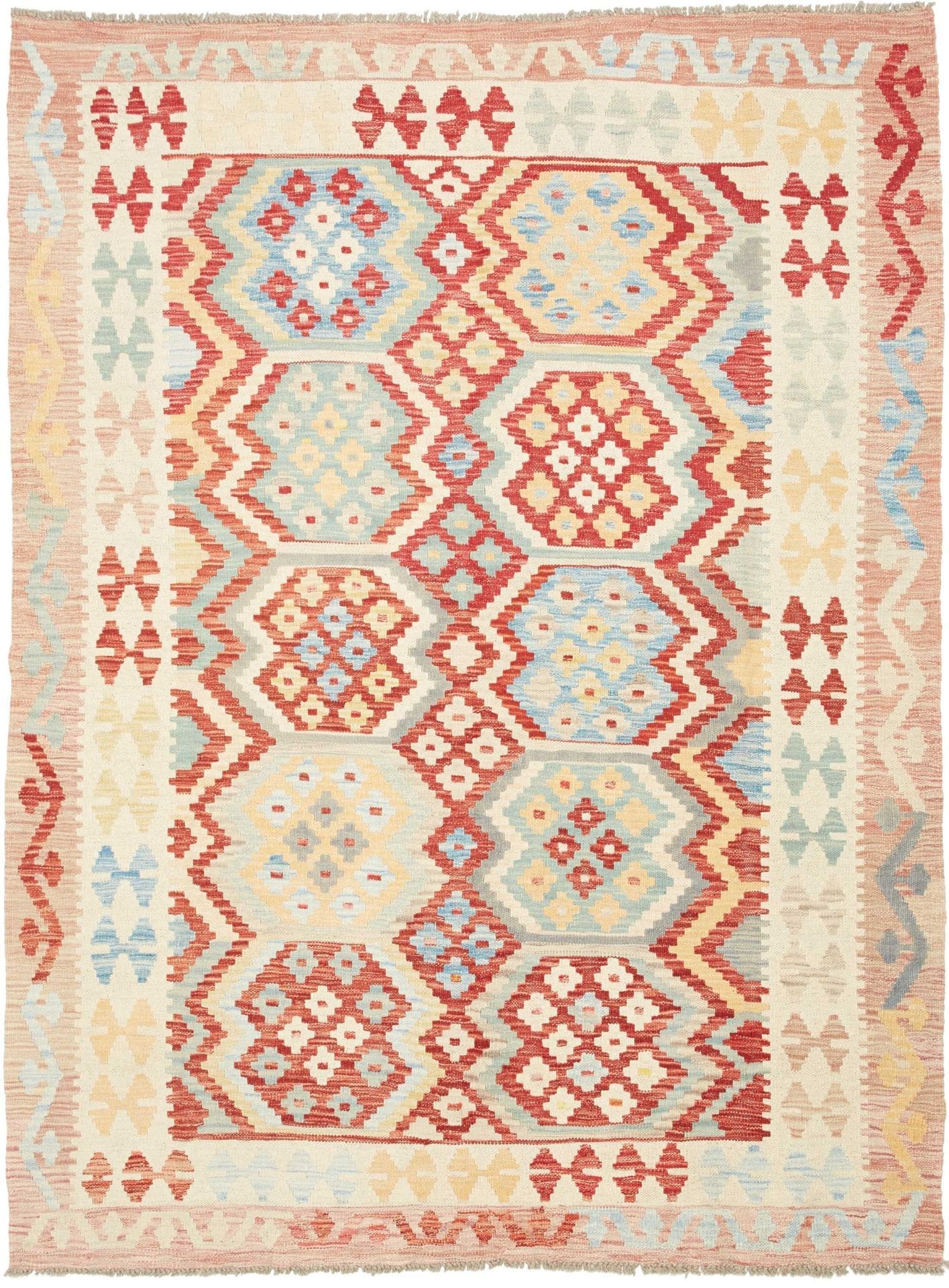 Kelim Teppich 161 x 212 cm, handgewebt, rustikales Flair, Wolle