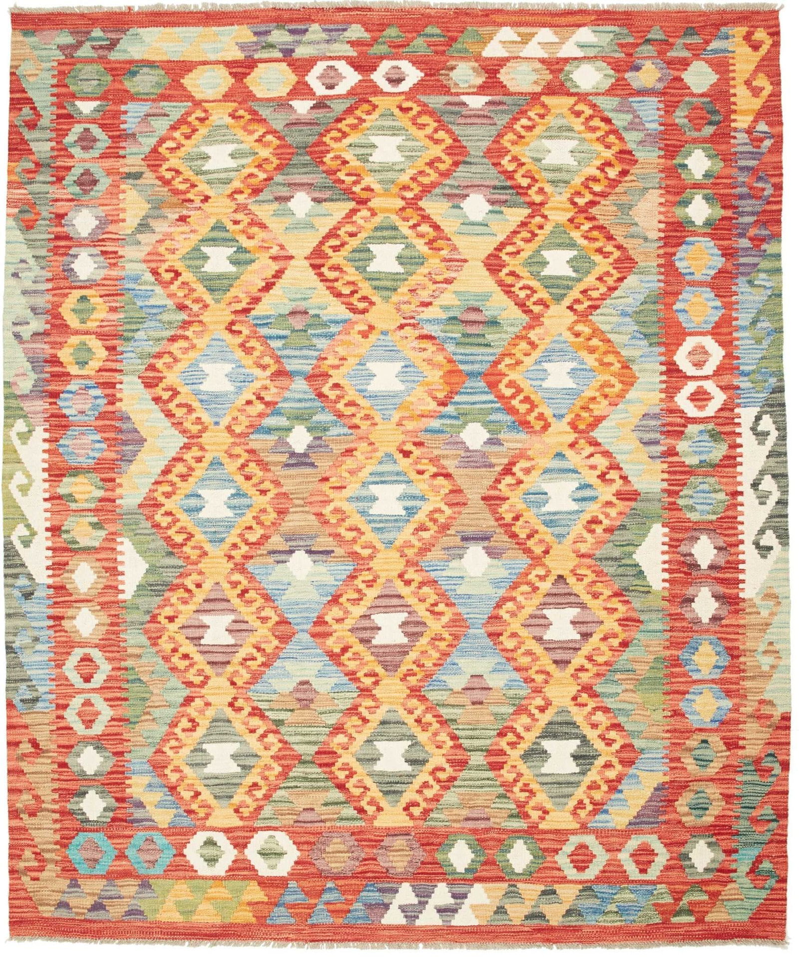 Kelim Teppich 163 x 191 cm, Schurwolle, handgewebt, Orientteppich