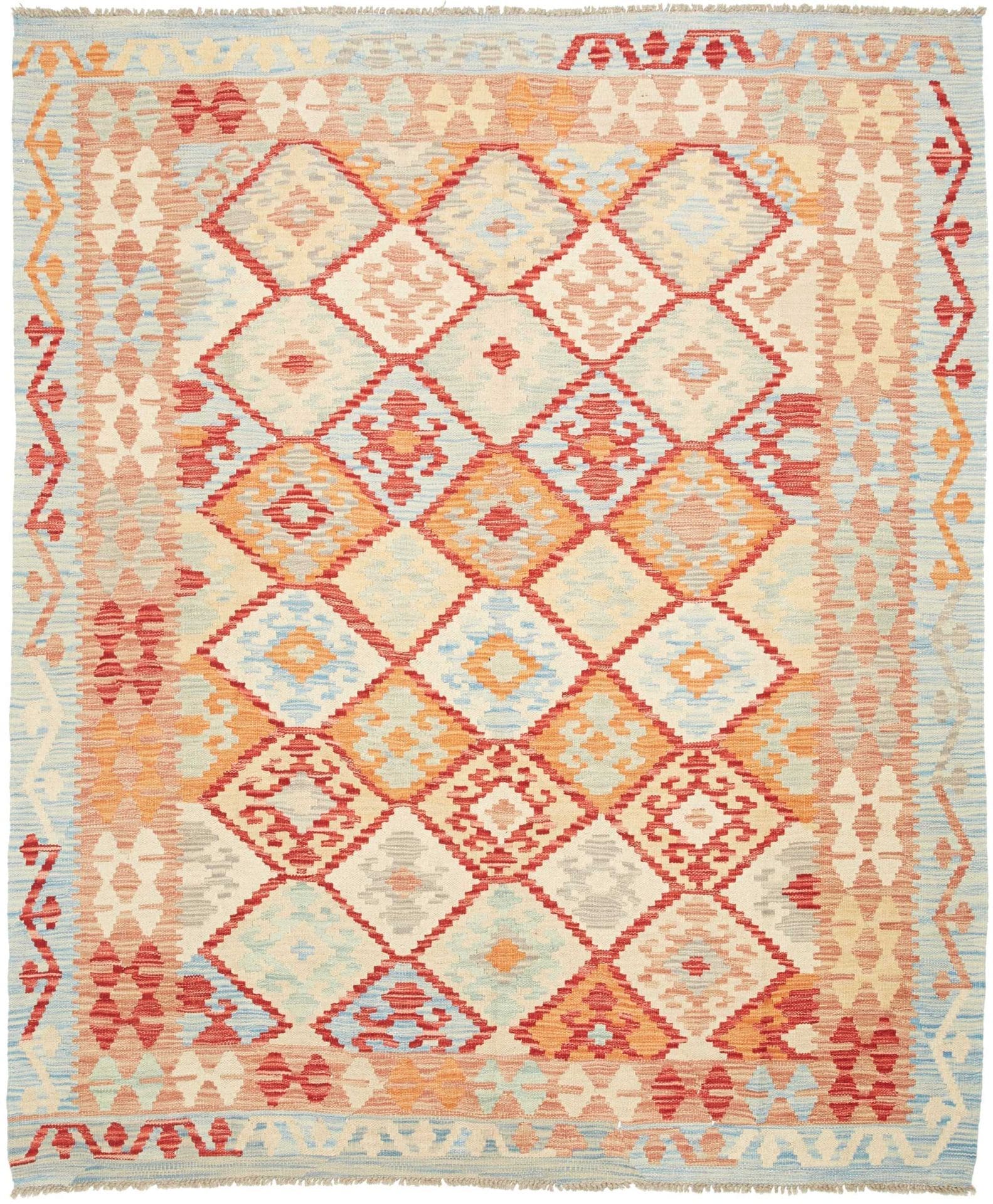 Kelim Teppich 168 x 198 cm, handgewebt, rustikales Flair