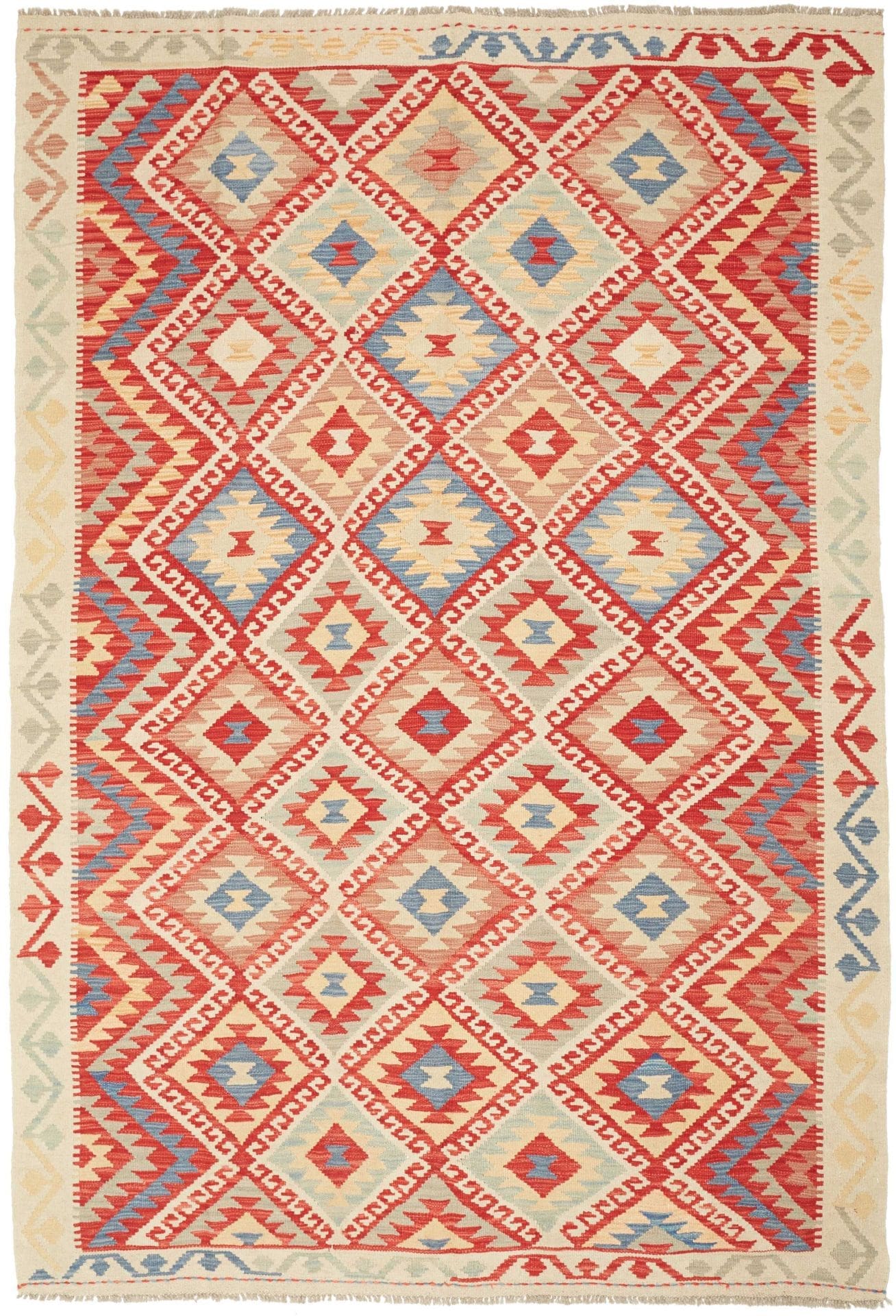 Kelim Teppich 170 x 244 cm, handgewebt, rustikales Flair, Wolle