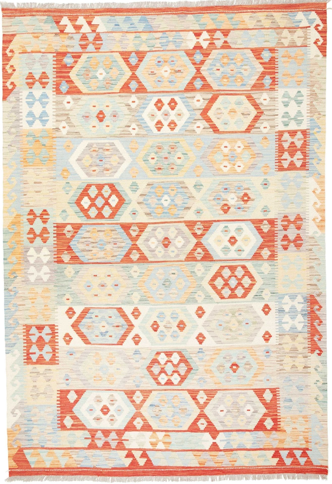 Kelim Teppich 170 x 244cm, Afghanisch, Schurwolle, handgewebt