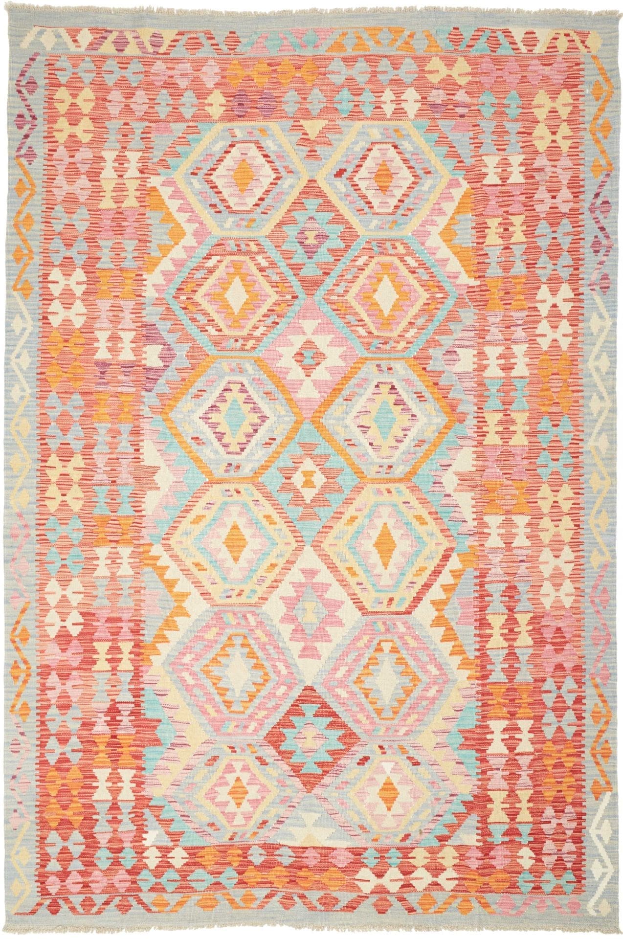 Kelim Teppich 172 x 253 cm handgewebt – rustikales Flair, Wolle