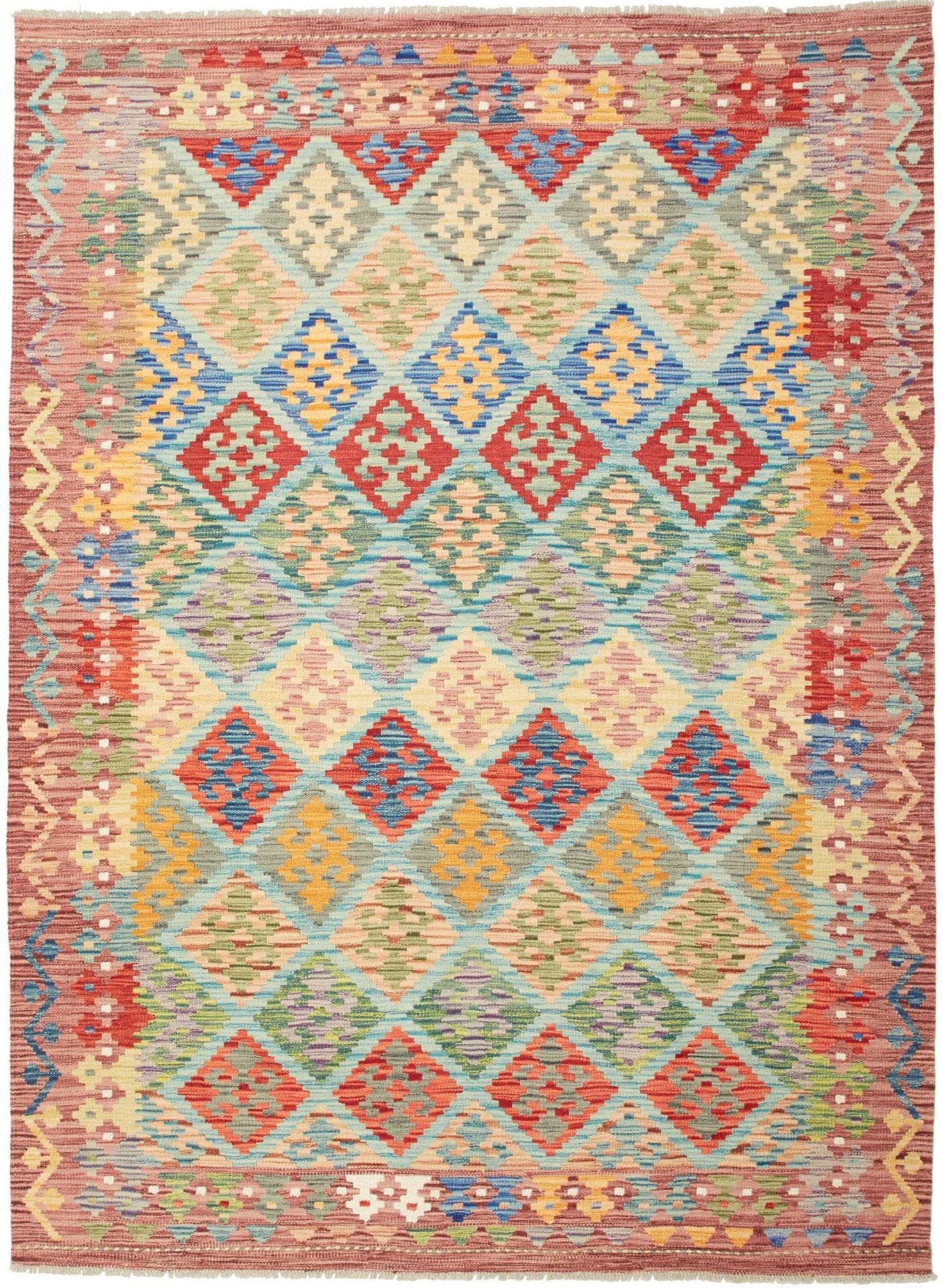 Kelim Teppich 173 x 231 cm, handgewebt, rustikales Flair