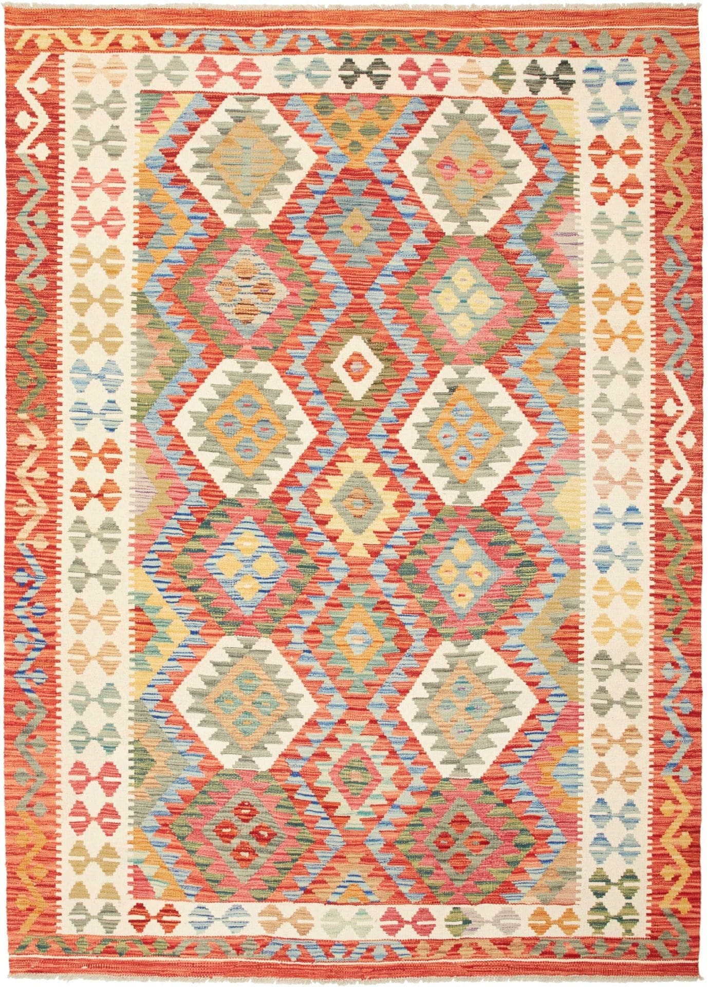 Kelim Teppich 173 x 244 cm, handgewebt, rustikales Flair, Wolle