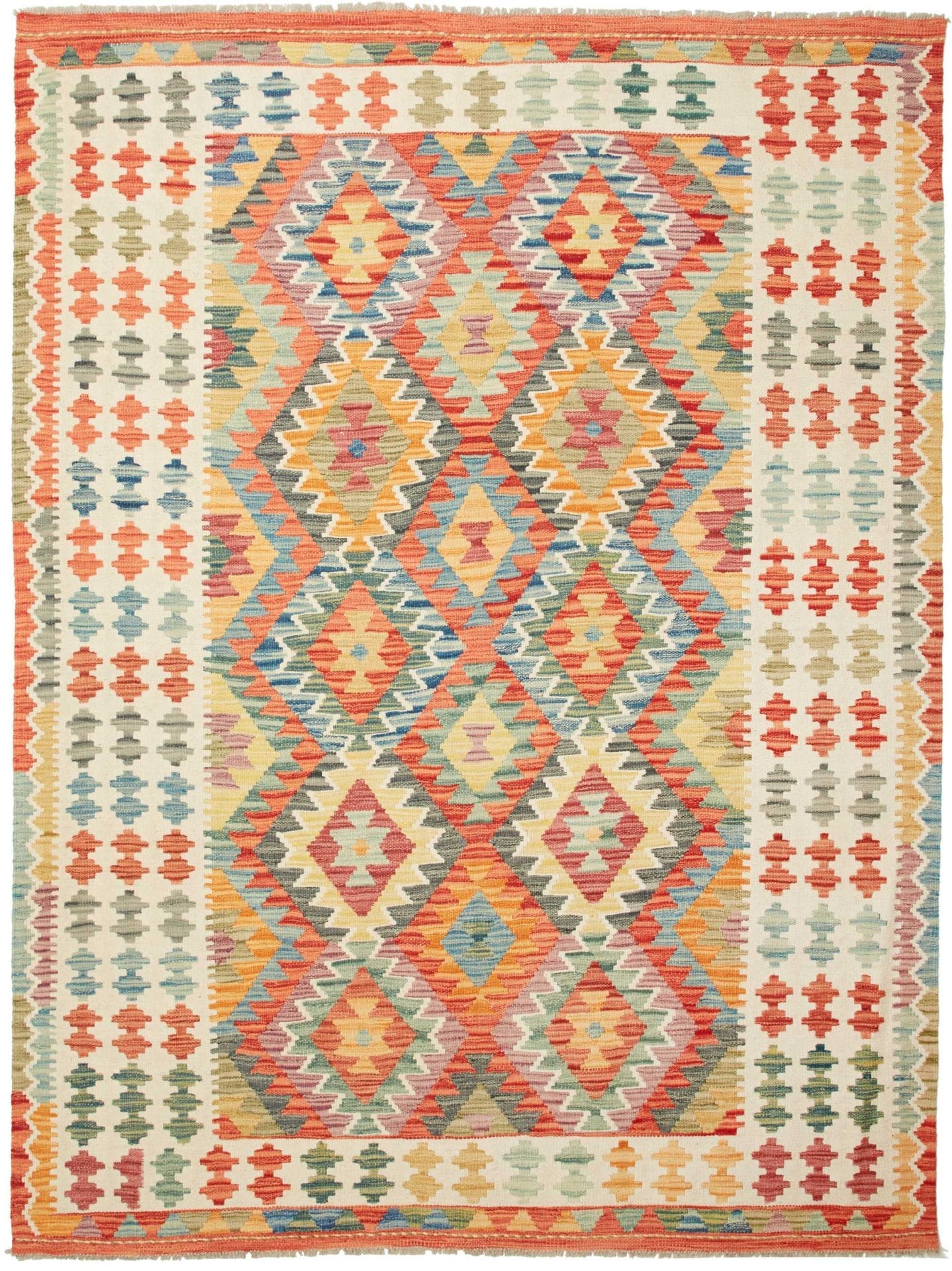 Kelim Teppich 174 x 228 cm - Rustikaler Stil, handgewebt