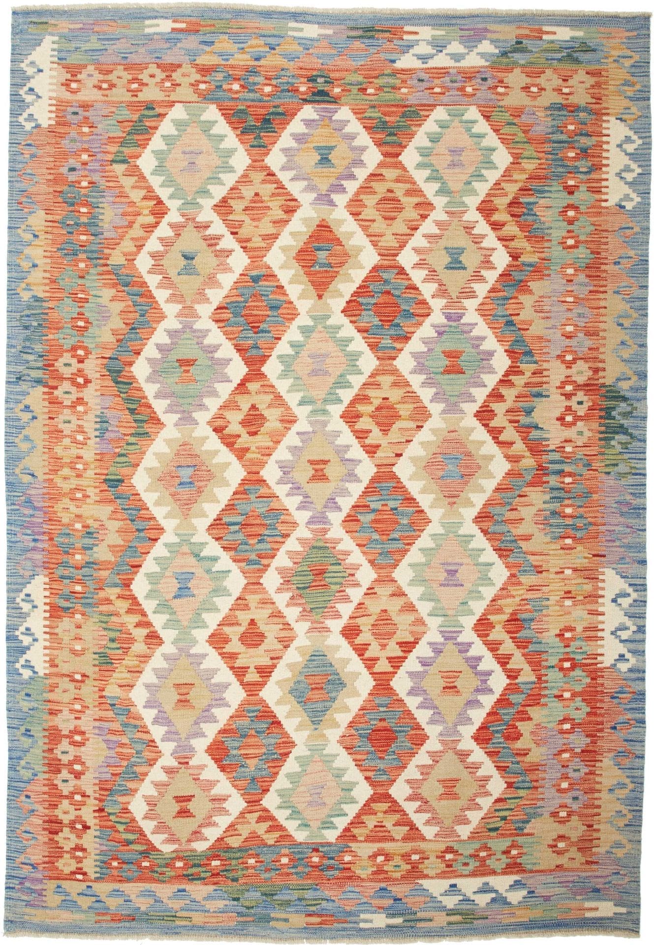 Kelim Teppich 175 x 242cm, handgewebt, rustikales Flair, Wolle