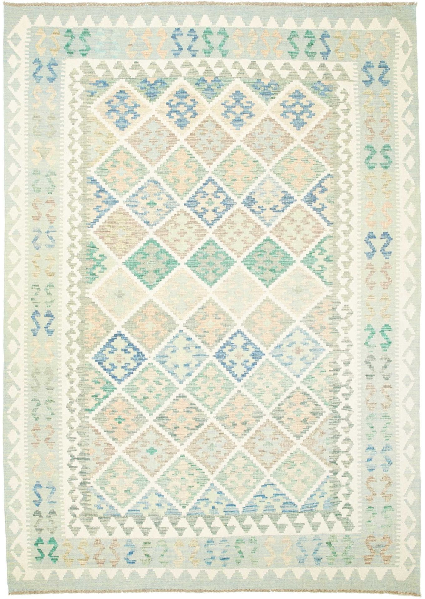 Kelim Teppich 175 x 245cm, Handgewebt, rustikale Wolle, Orientteppich