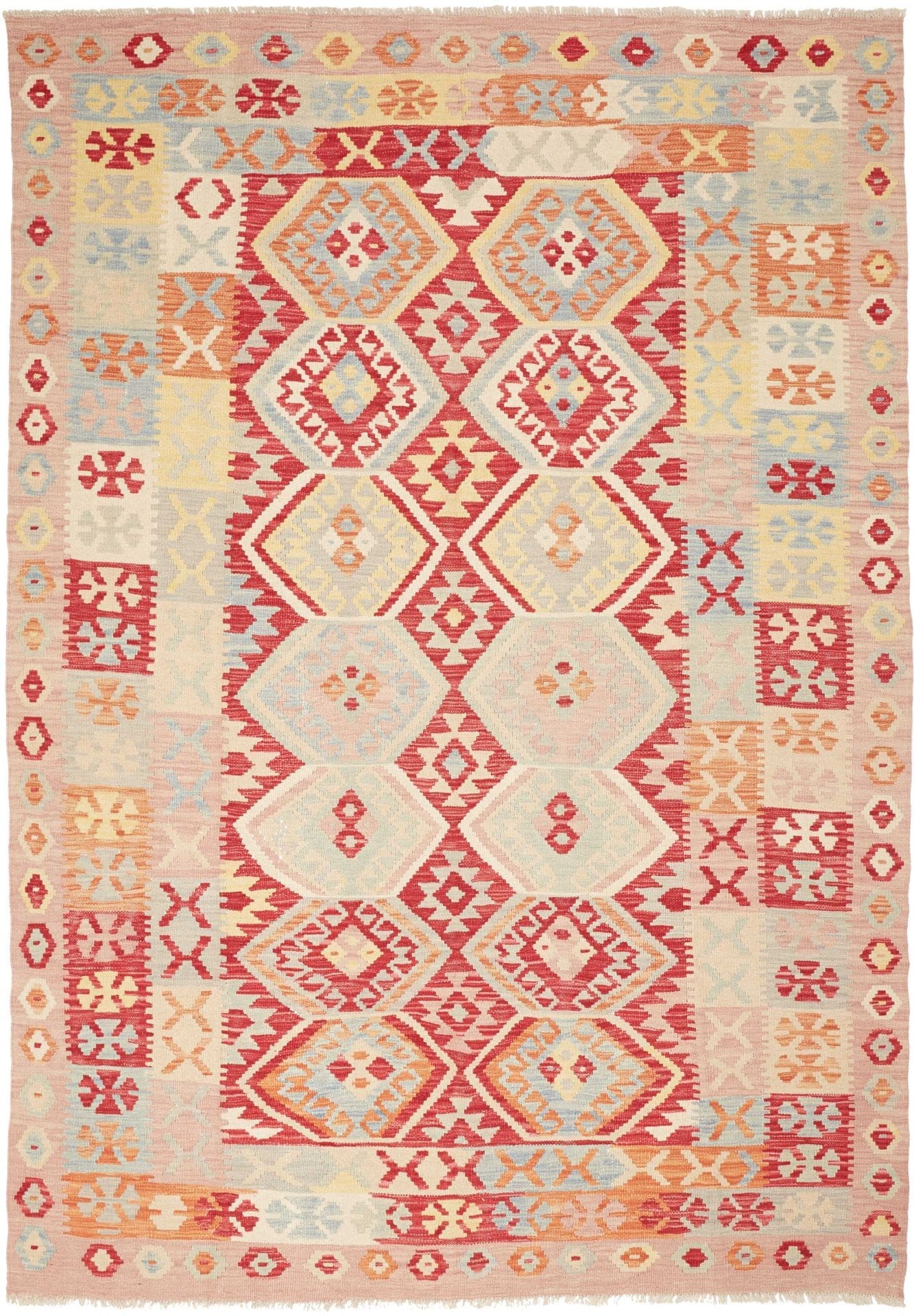 Kelim Teppich 175 x 248cm aus Schurwolle, handgewebt, rustikal