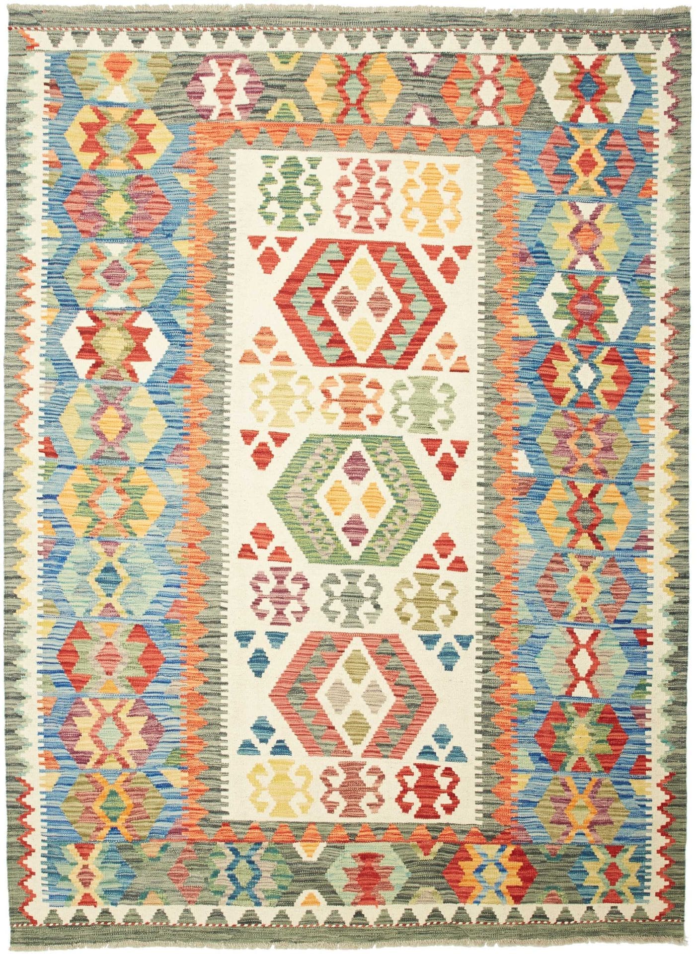 (Verkauft) Kelim Teppich 176 x 235cm – Handgewebt, rustikales Flair, Schurwolle
