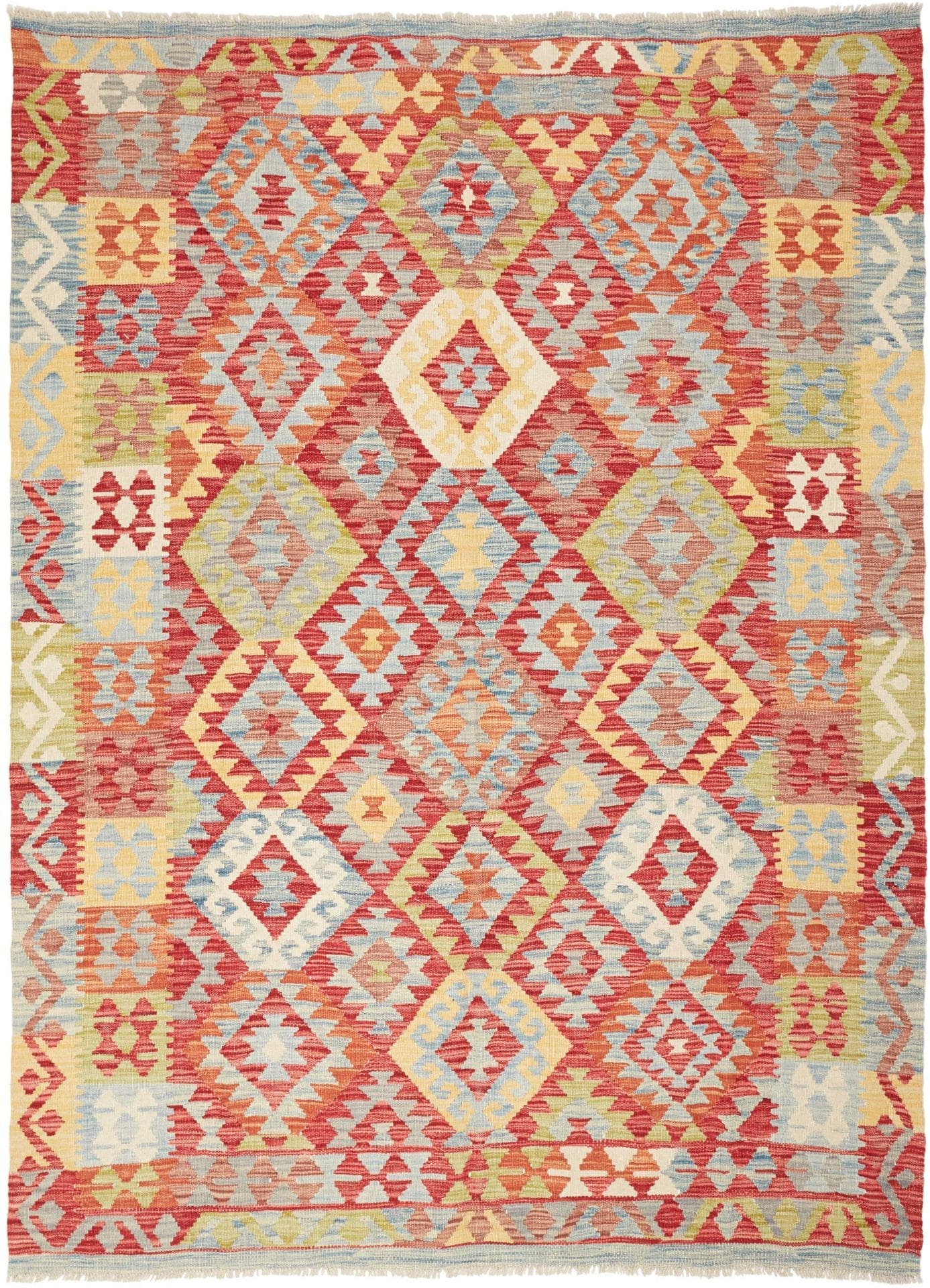 Kelim Teppich 176 x 239cm, handgewebt, rustikales Flair