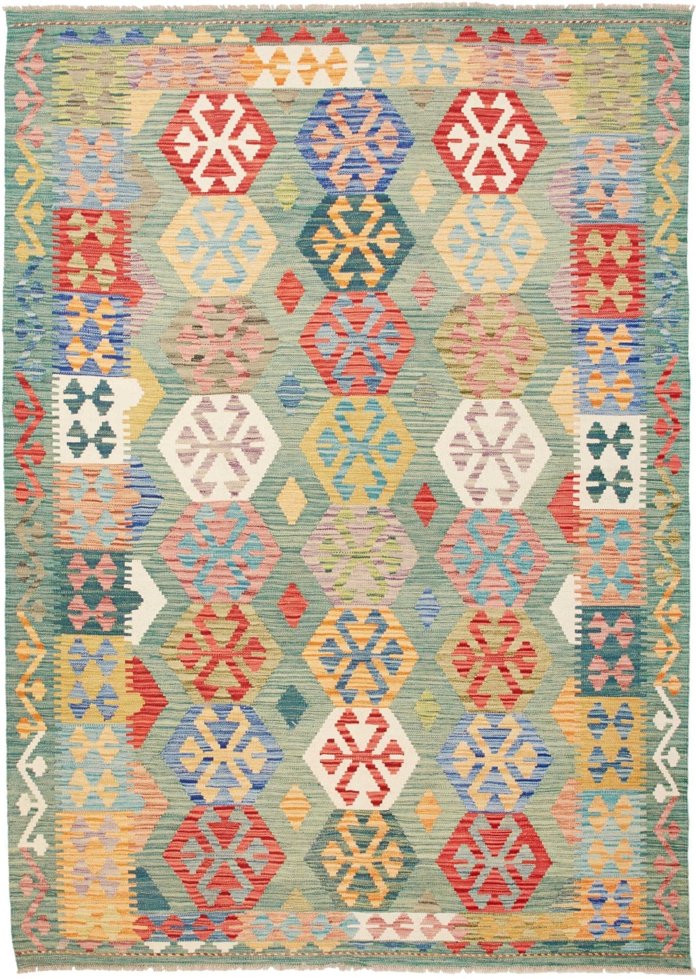 Kelim Teppich 176 x 246 cm aus Schurwolle – handgewebt Orientteppich