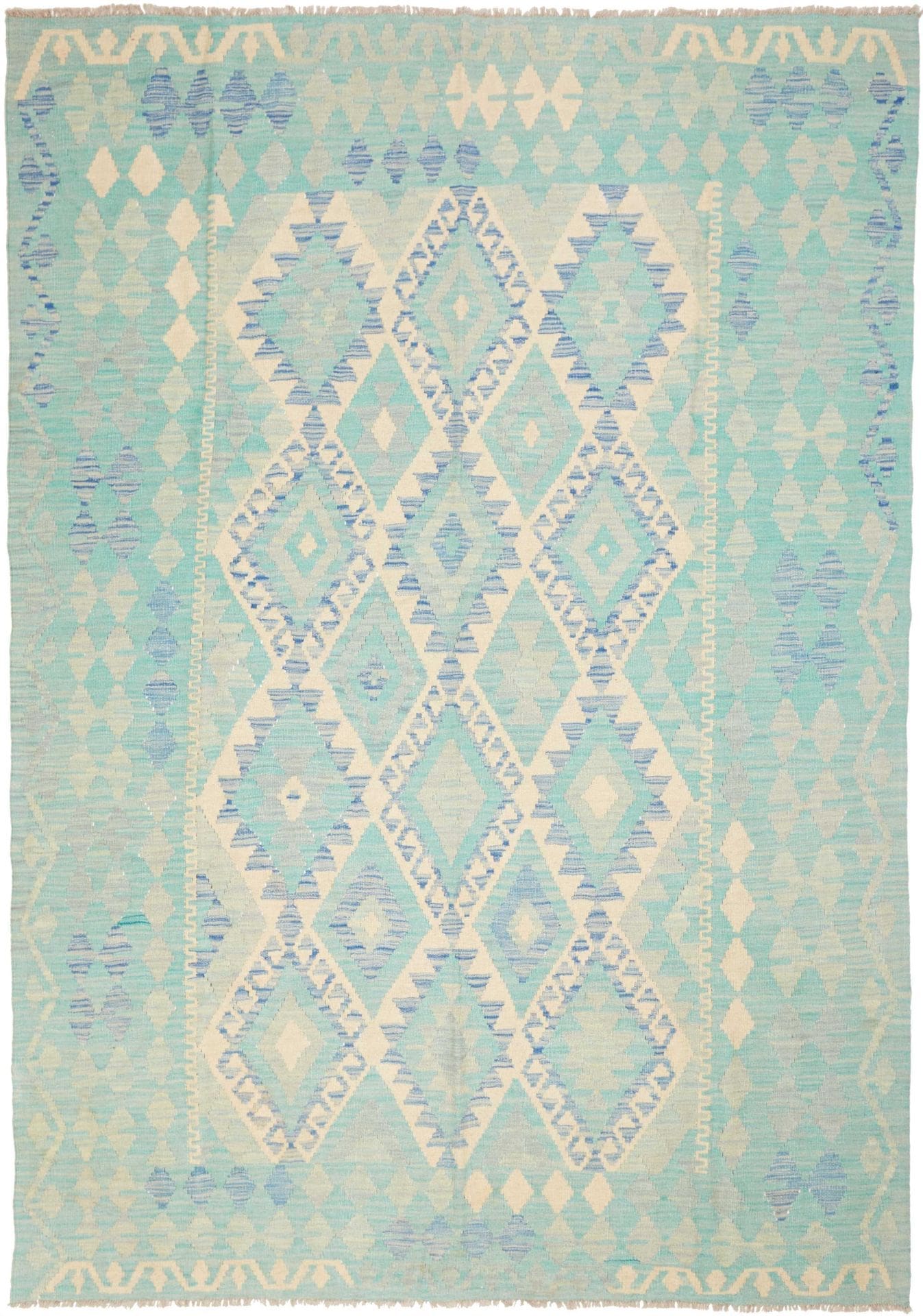 Kelim Teppich 176 x 248cm, rustikales Design, handgewebt