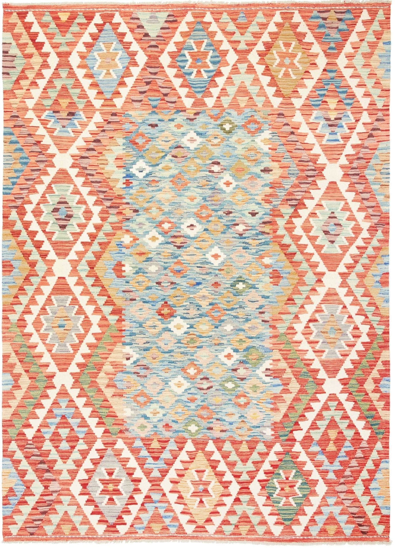 Kelim Teppich 177 x 241cm, handgewebt, rustikales Flair aus Wolle