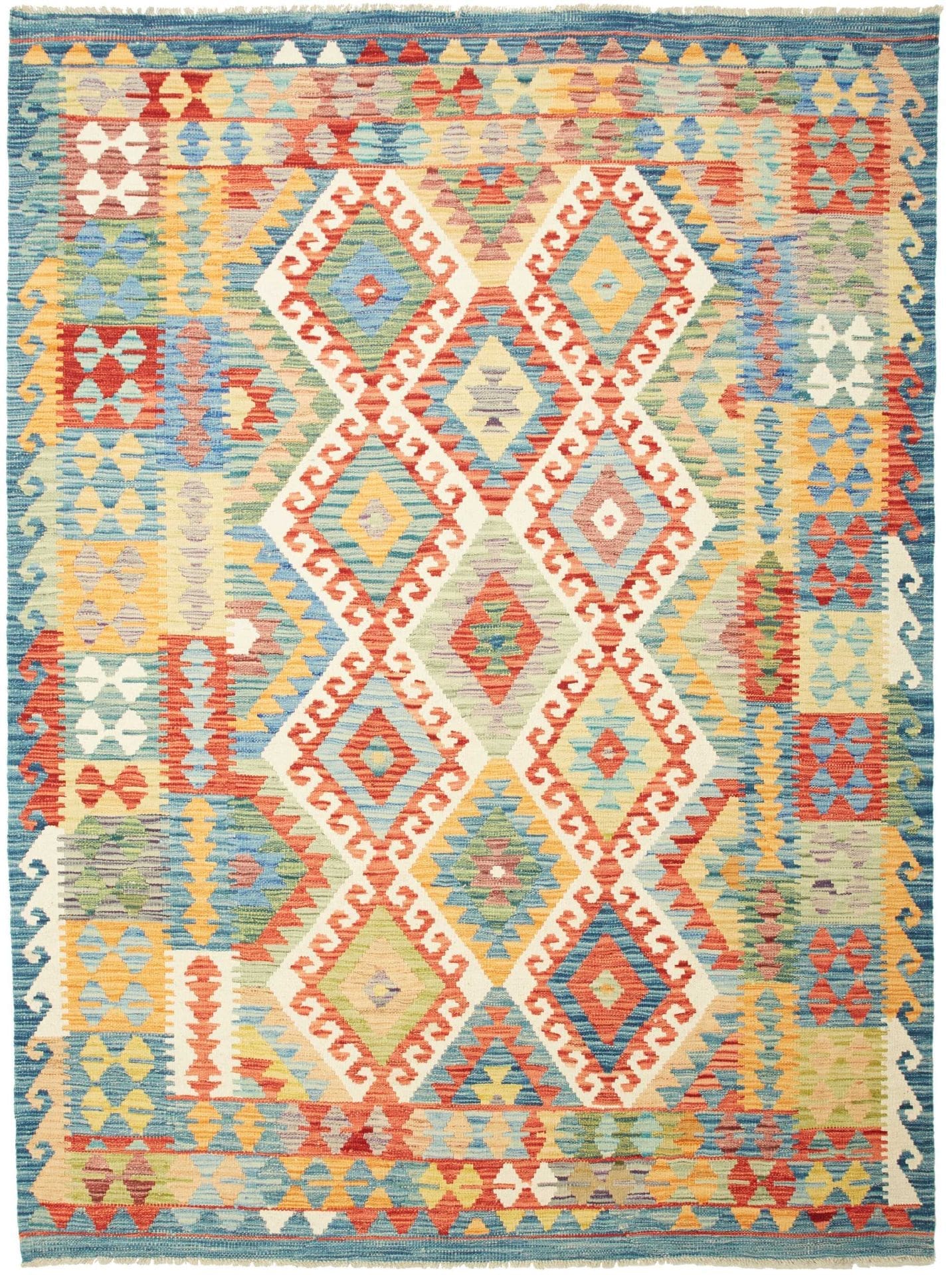 Kelim Teppich 178 x 235 cm, handgewebt, rustikales Flair