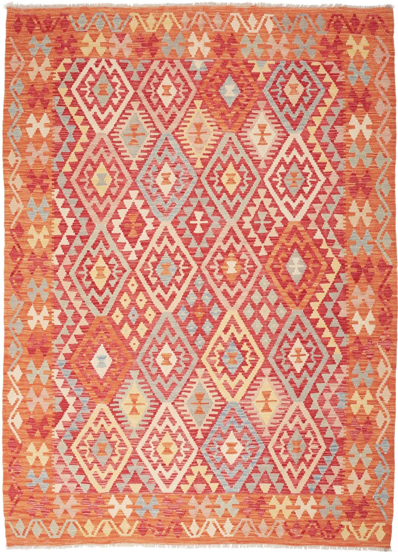 Kelim Teppich 178 x 238 cm aus Schurwolle, handgewebt, rustikal