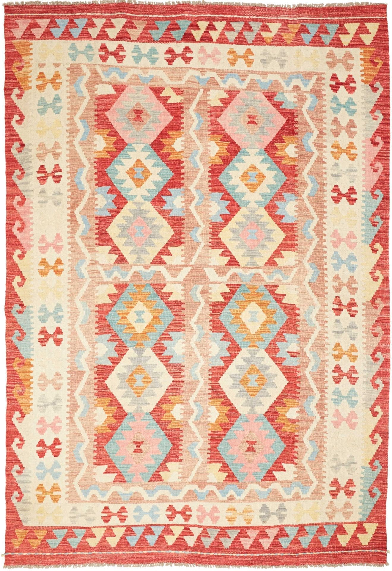 Kelim Teppich 178 x 250cm, handgewebt, rustikales Flair, Wolle