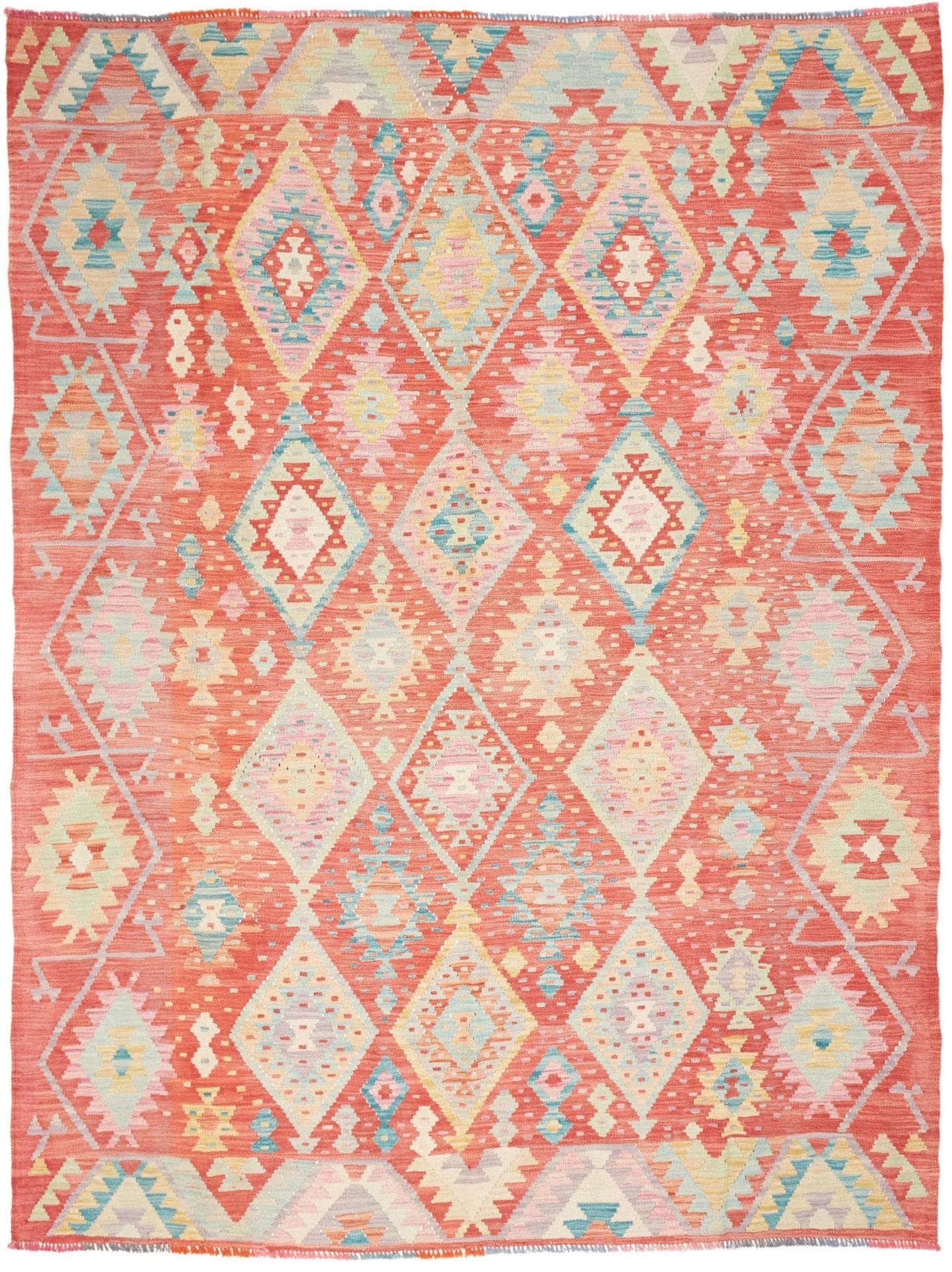 Kelim Teppich 179 x 233cm, Handgewebt, Wolle, Rustikales Flair