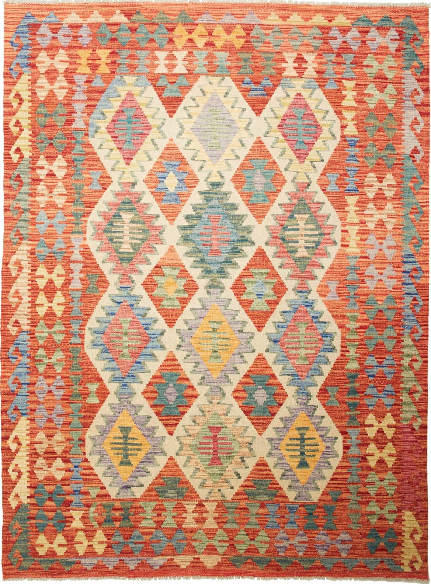 Kelim Teppich 179 x 240 cm, rustikales Design, handgewebt