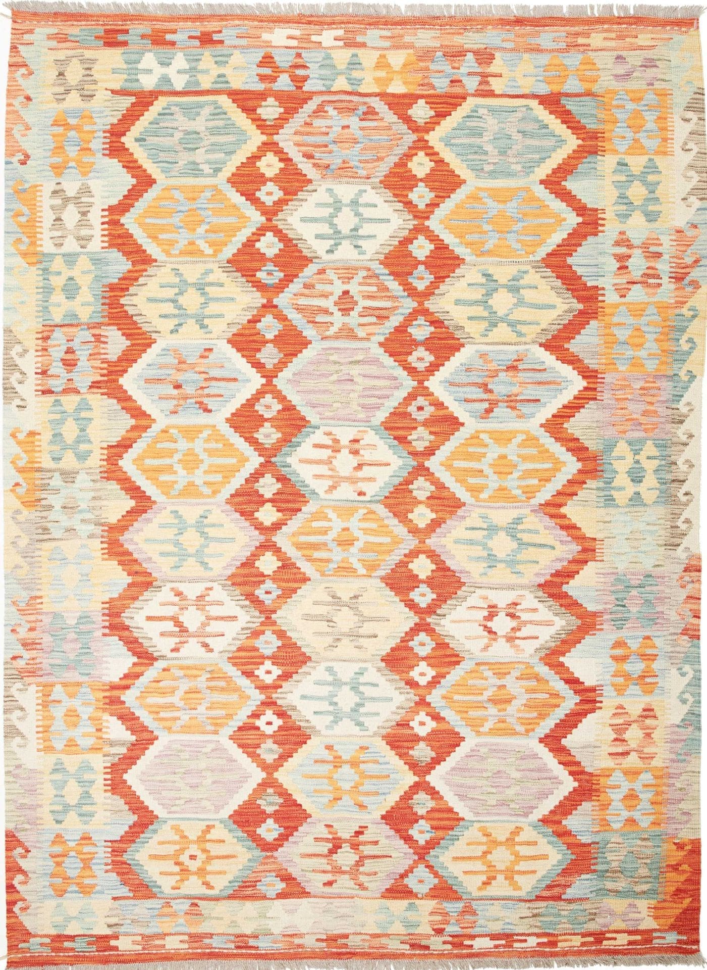 Kelim Teppich 179 x 240cm, Afghanisches Design, handgewebt