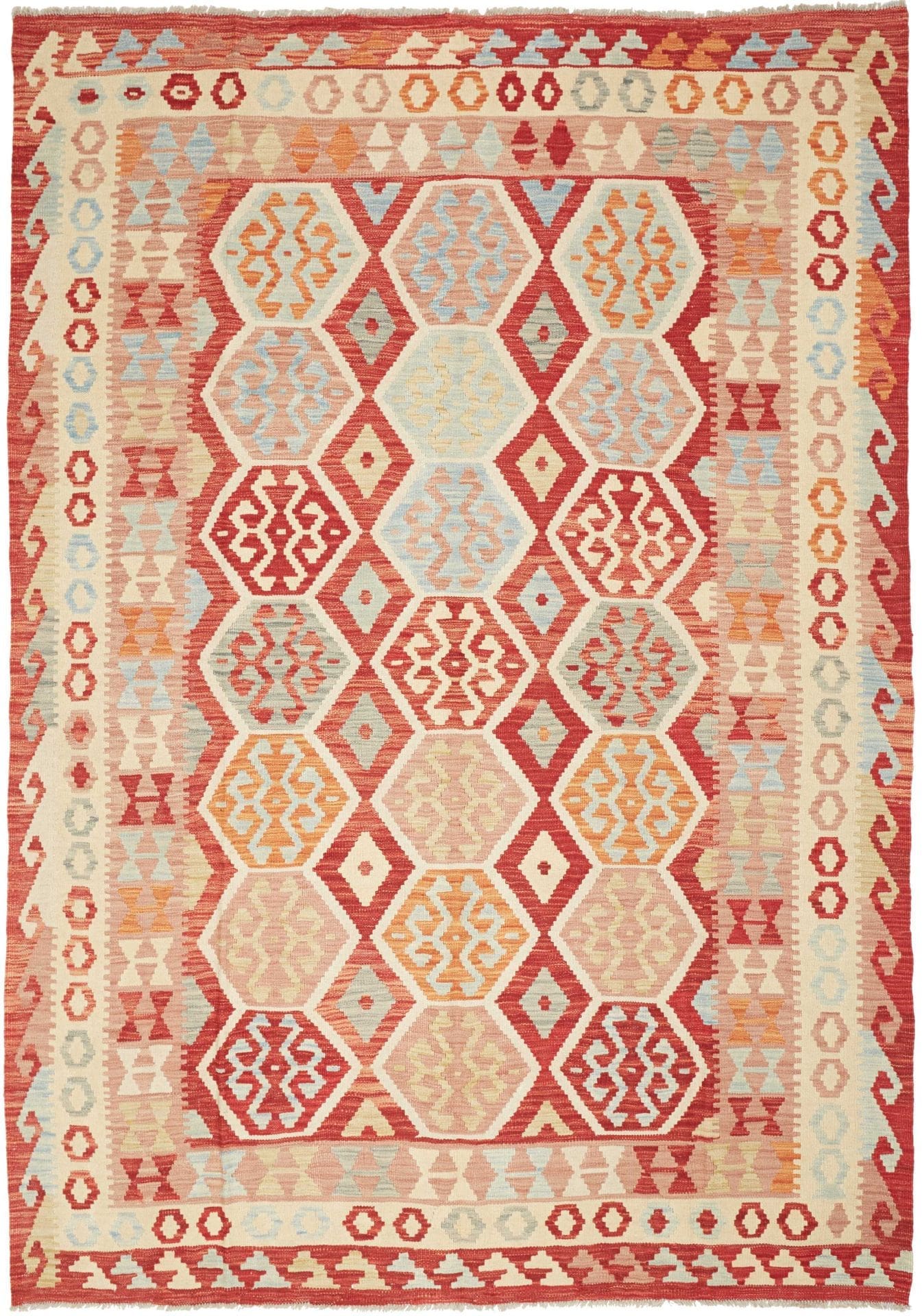 Kelim Teppich 179 x 252 cm - handgewebt, rustikales Flair