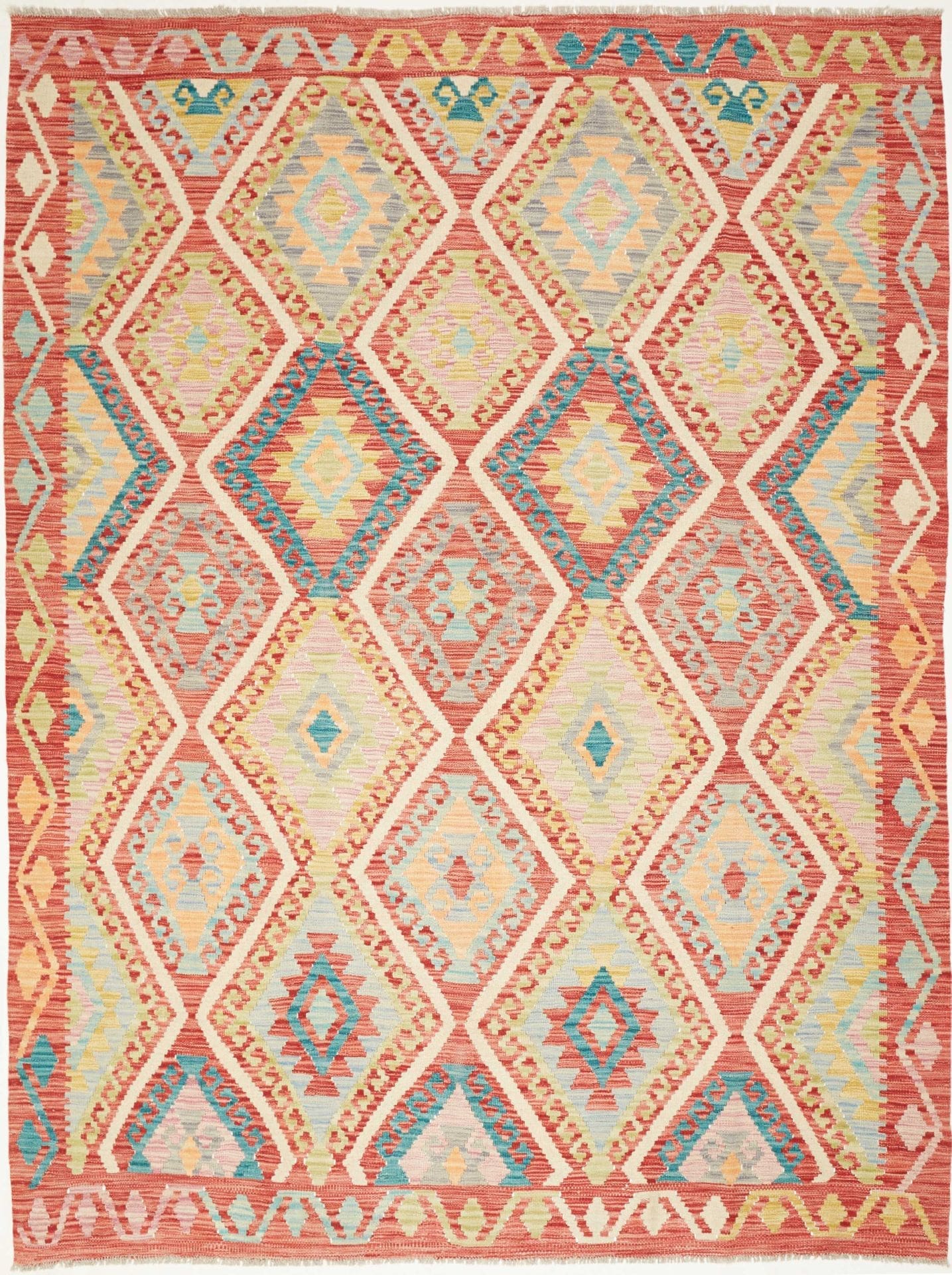 Kelim Teppich 180 x 238 cm, handgewebt, rustikales Flair, Wolle