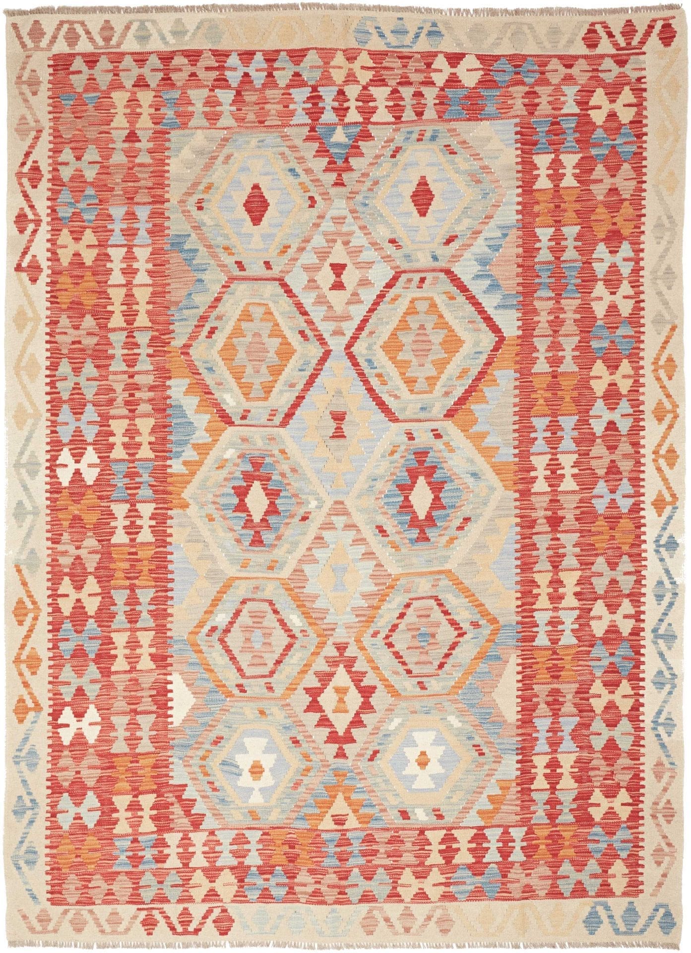 Kelim Teppich 180 x 243 cm, handgewebt, rustikales Flair