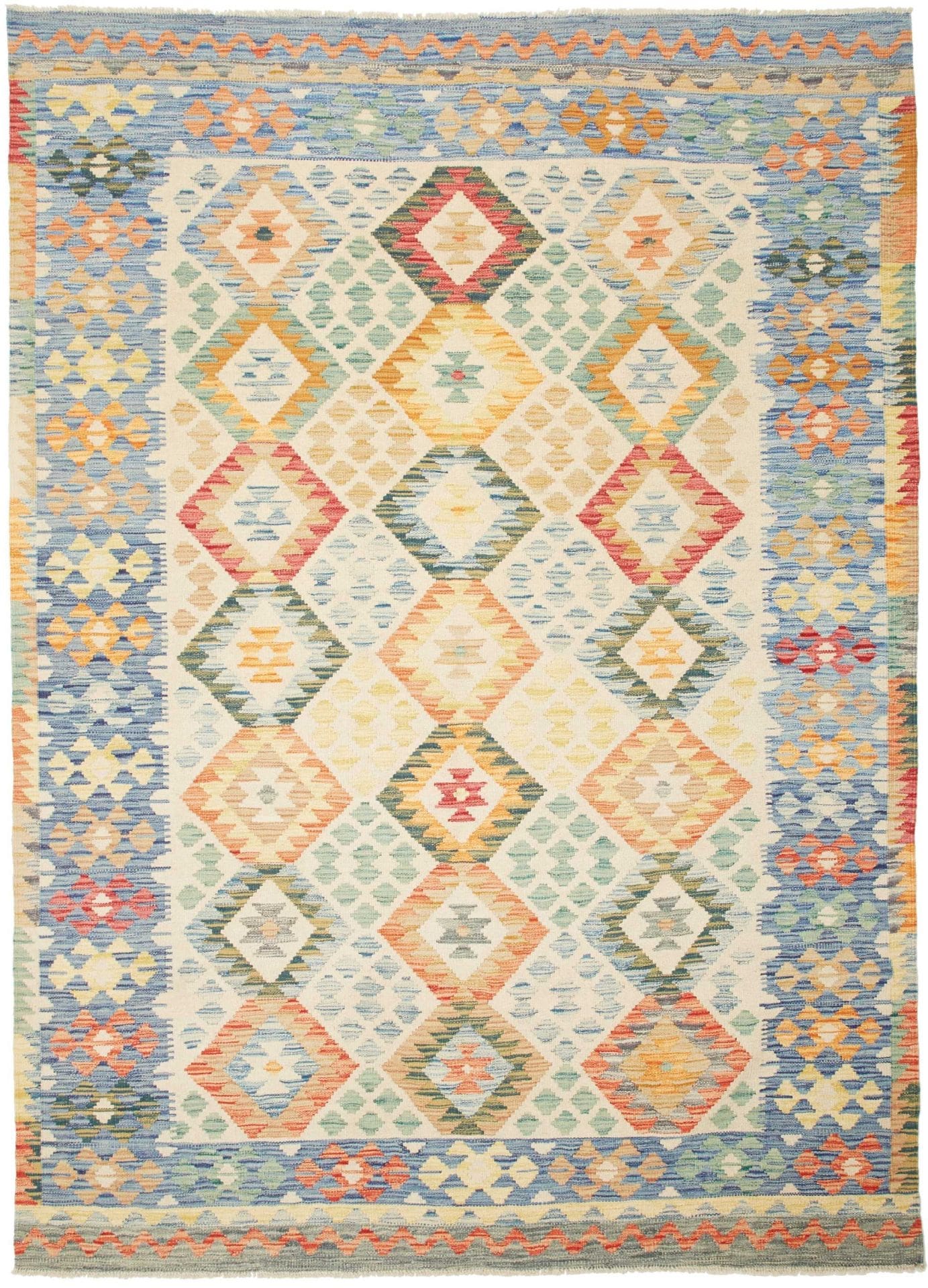 Kelim Teppich 180 x 247 cm, handgewebt, rustikales Flair, Wolle