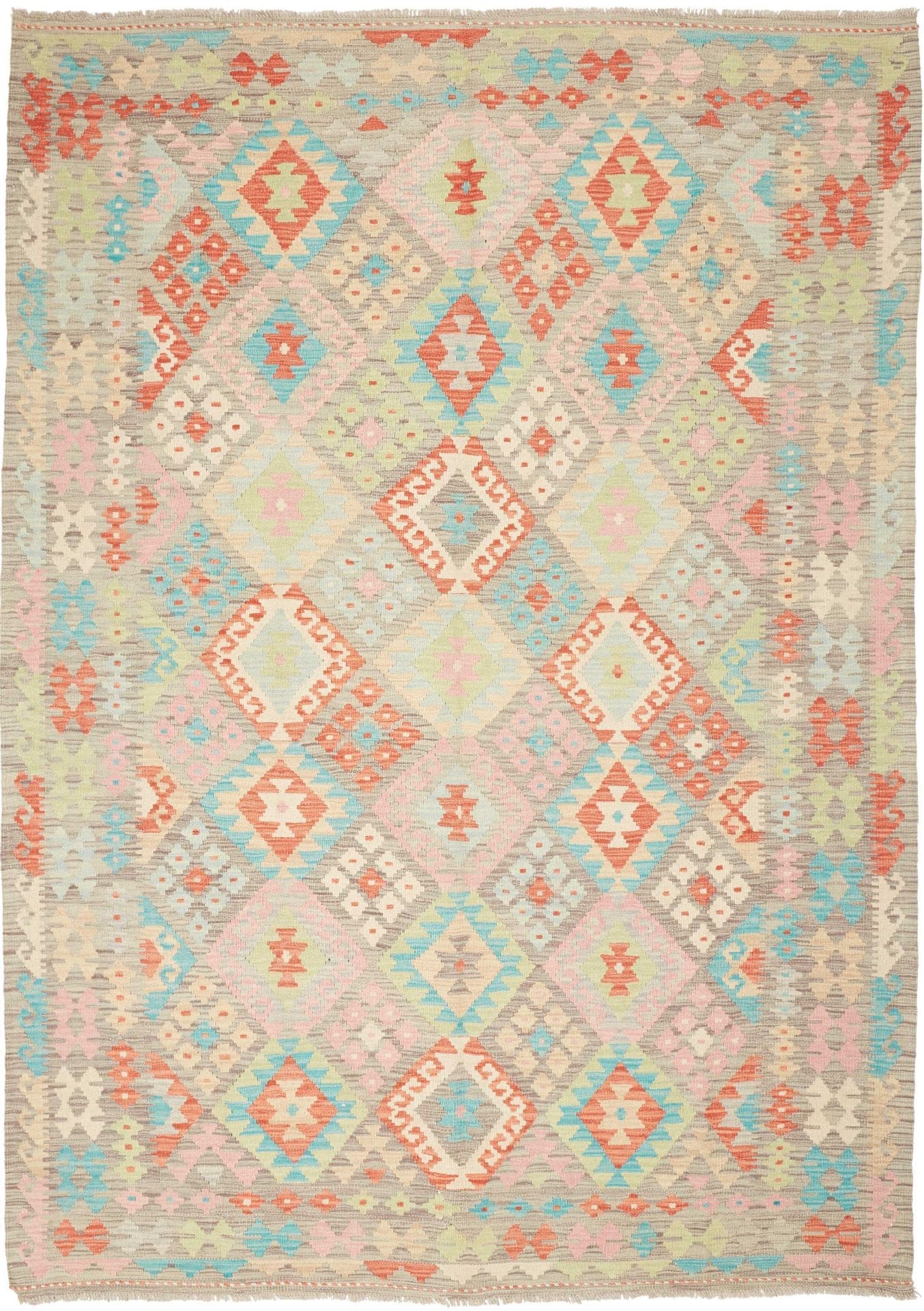 Kelim Teppich 181 x 250cm, Handgewebt, Rustikales Flair, Orientteppich