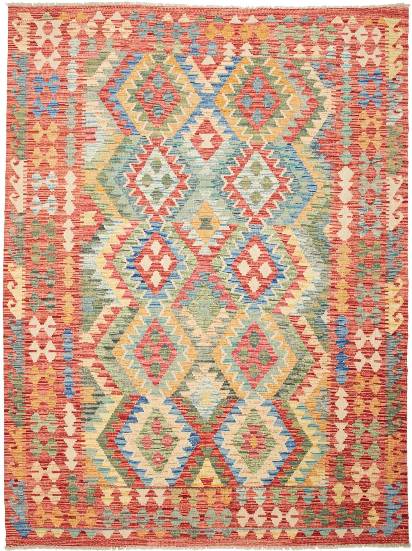 Kelim Teppich 182 x 240cm, Handgewebt, Rustikales Flair, Orientteppich