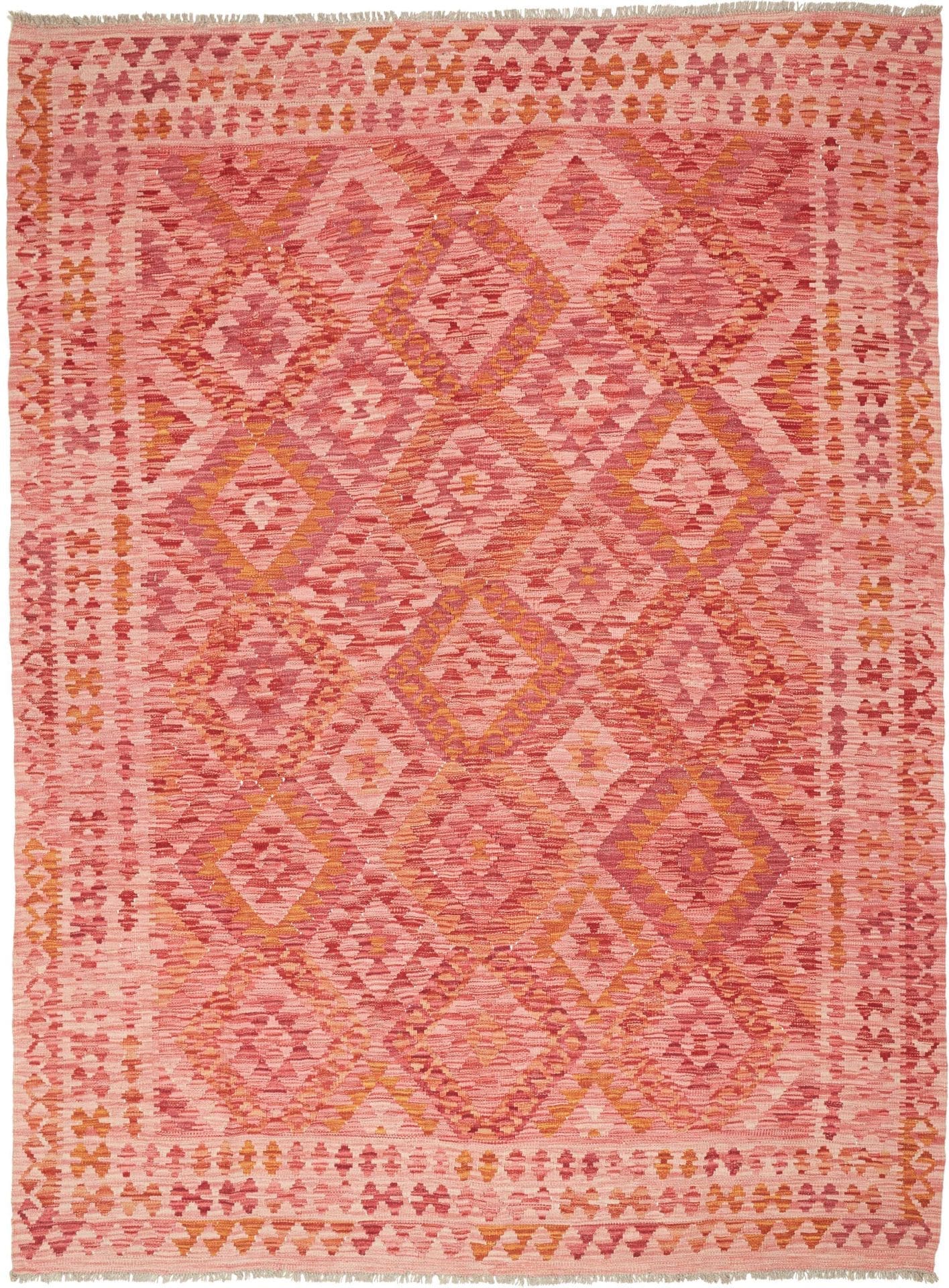 Kelim Teppich 182 x 247cm, handgewebt, rustikales Flair, Wolle