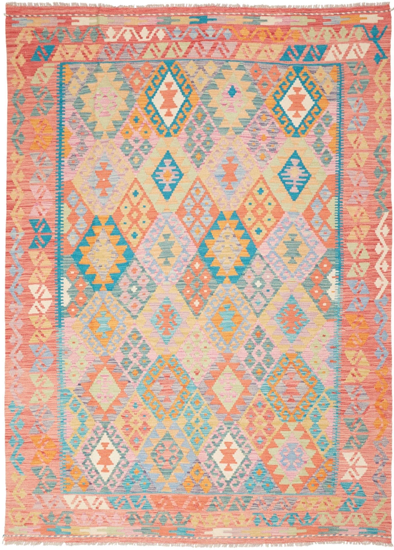 Kelim Teppich 182 x 250 cm, handgewebt, rustikales Flair