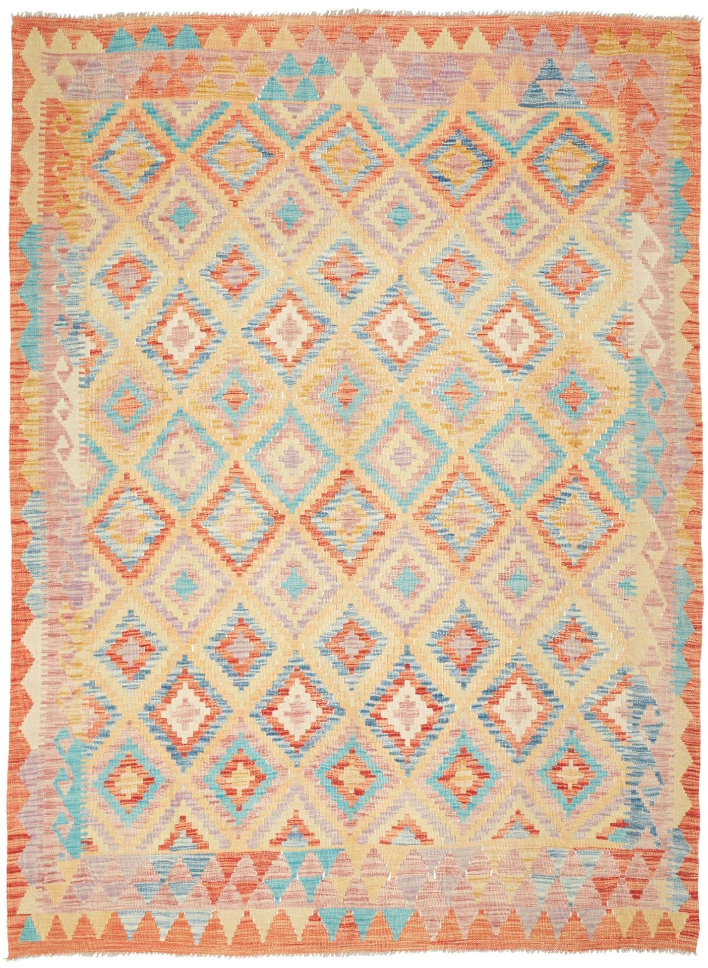 Kelim Teppich 183 x 240 cm, handgewebt, rustikales Flair