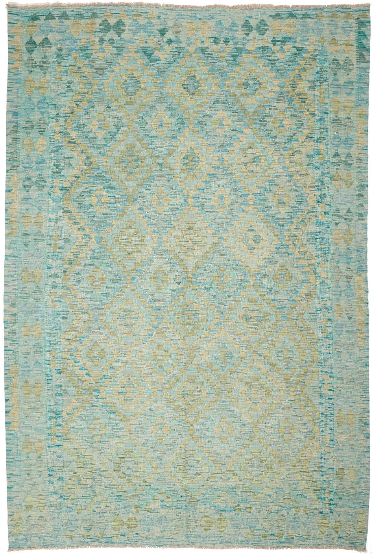 Kelim Teppich 183 x 266 cm, handgewebt, rustikales Design