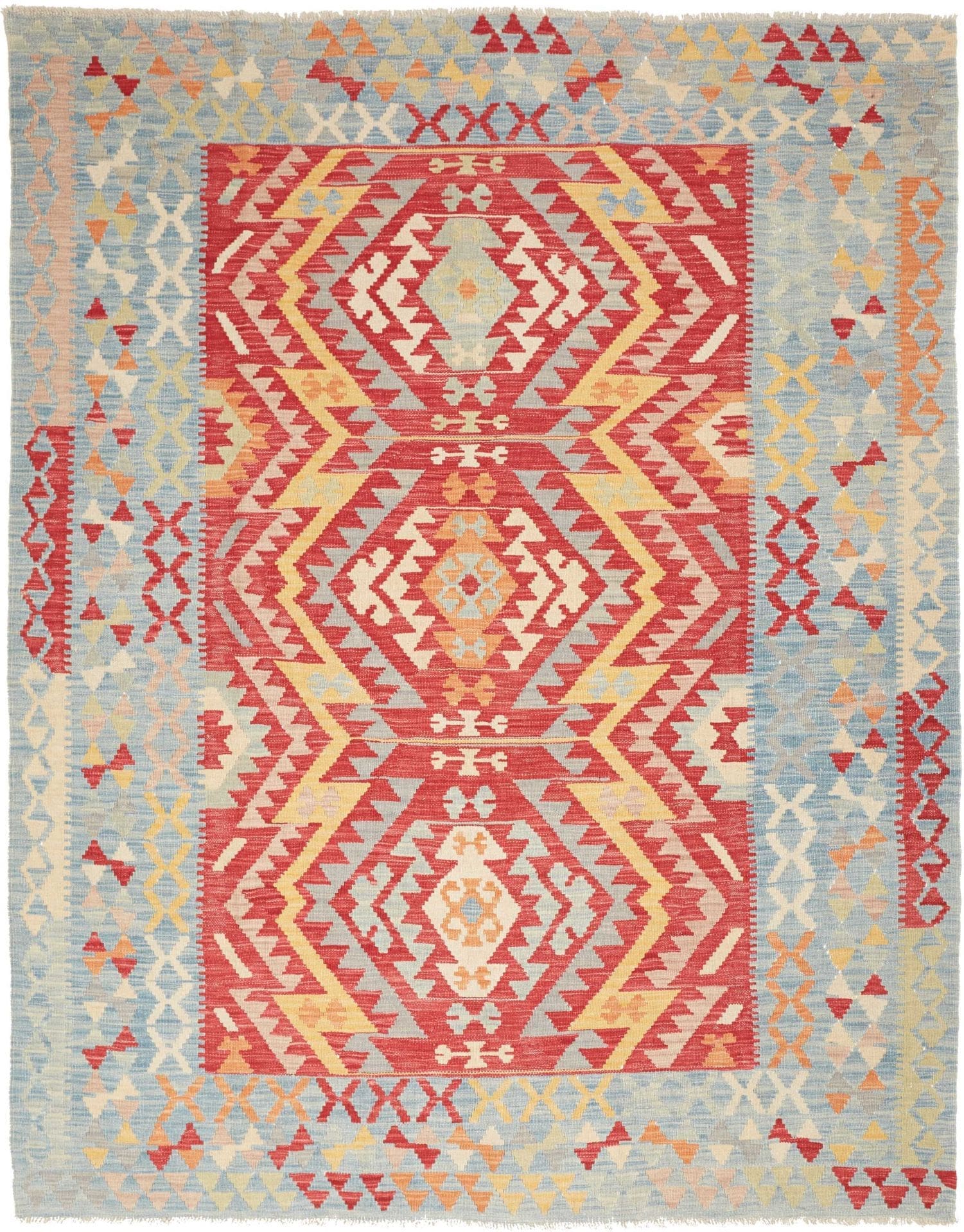 Kelim Teppich 185 x 235cm - Handgewebt, rustikales Flair, Wolle