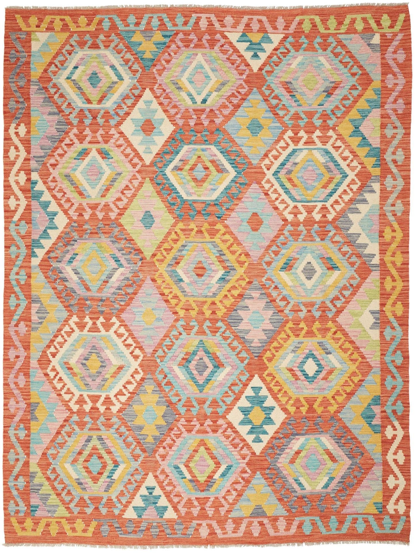 Kelim Teppich 185 x 236 cm aus Schurwolle, handgewebt