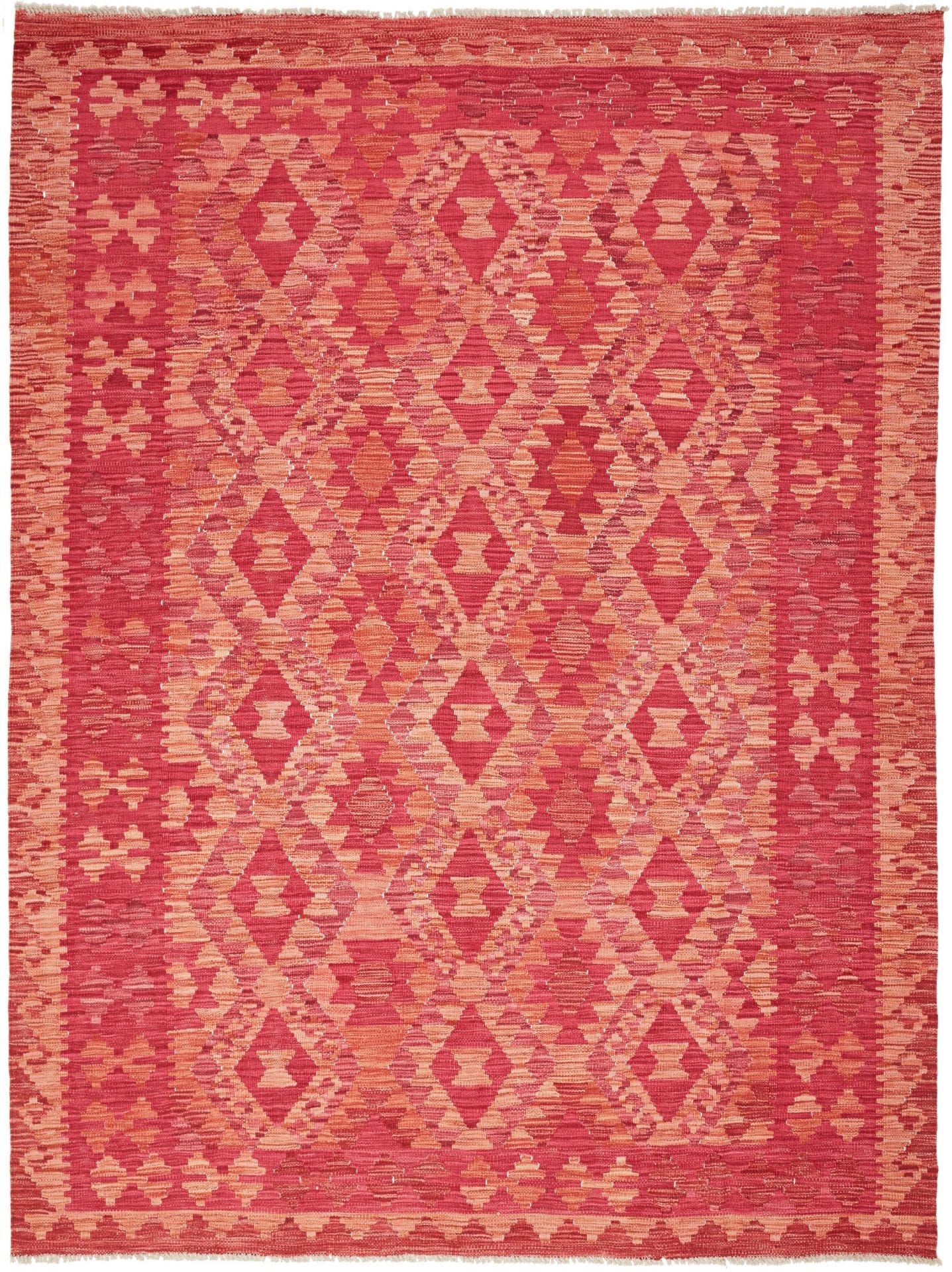 Kelim Teppich 185 x 240cm aus Schurwolle, handgewebt, rustikales Design