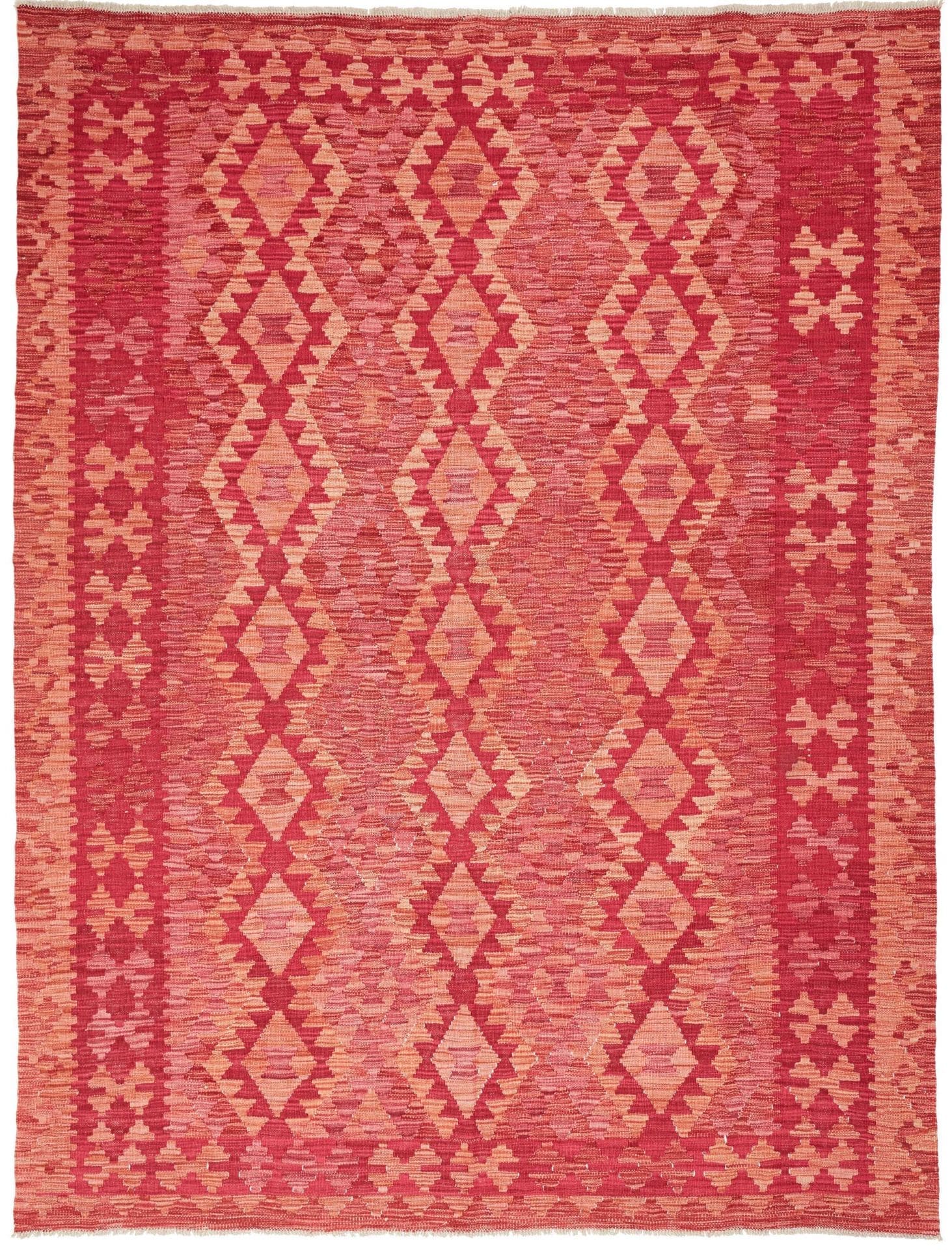 Kelim Teppich 185 x 240cm | Handgewebt aus Schurwolle, bunt