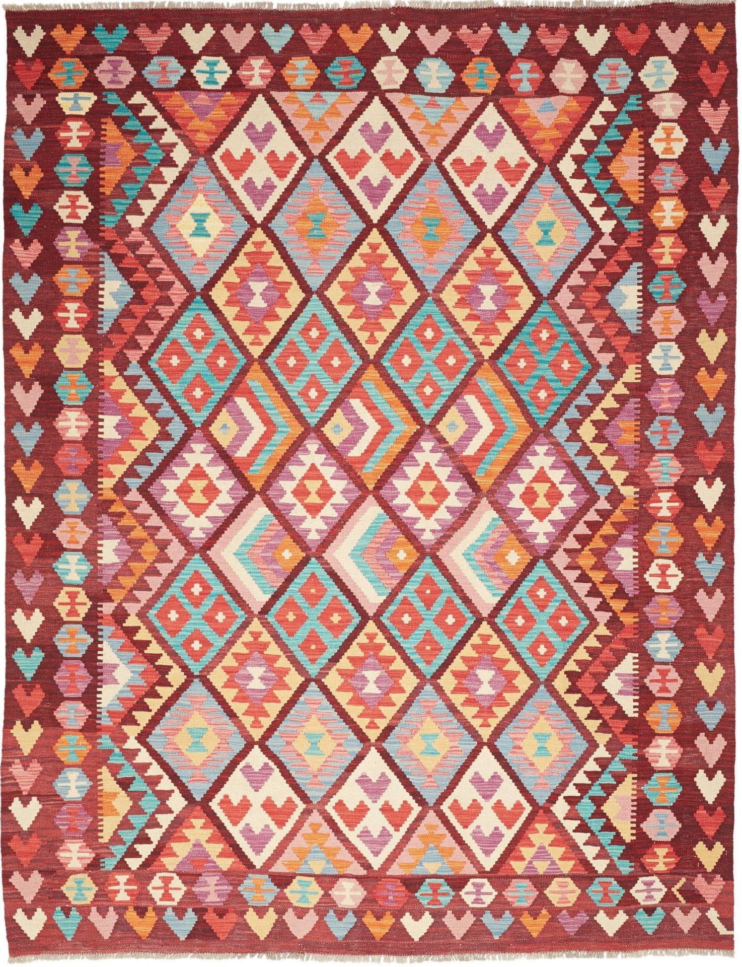 Kelim Teppich 190 x 242cm – Handgewebt, Wolle, rustikales Design