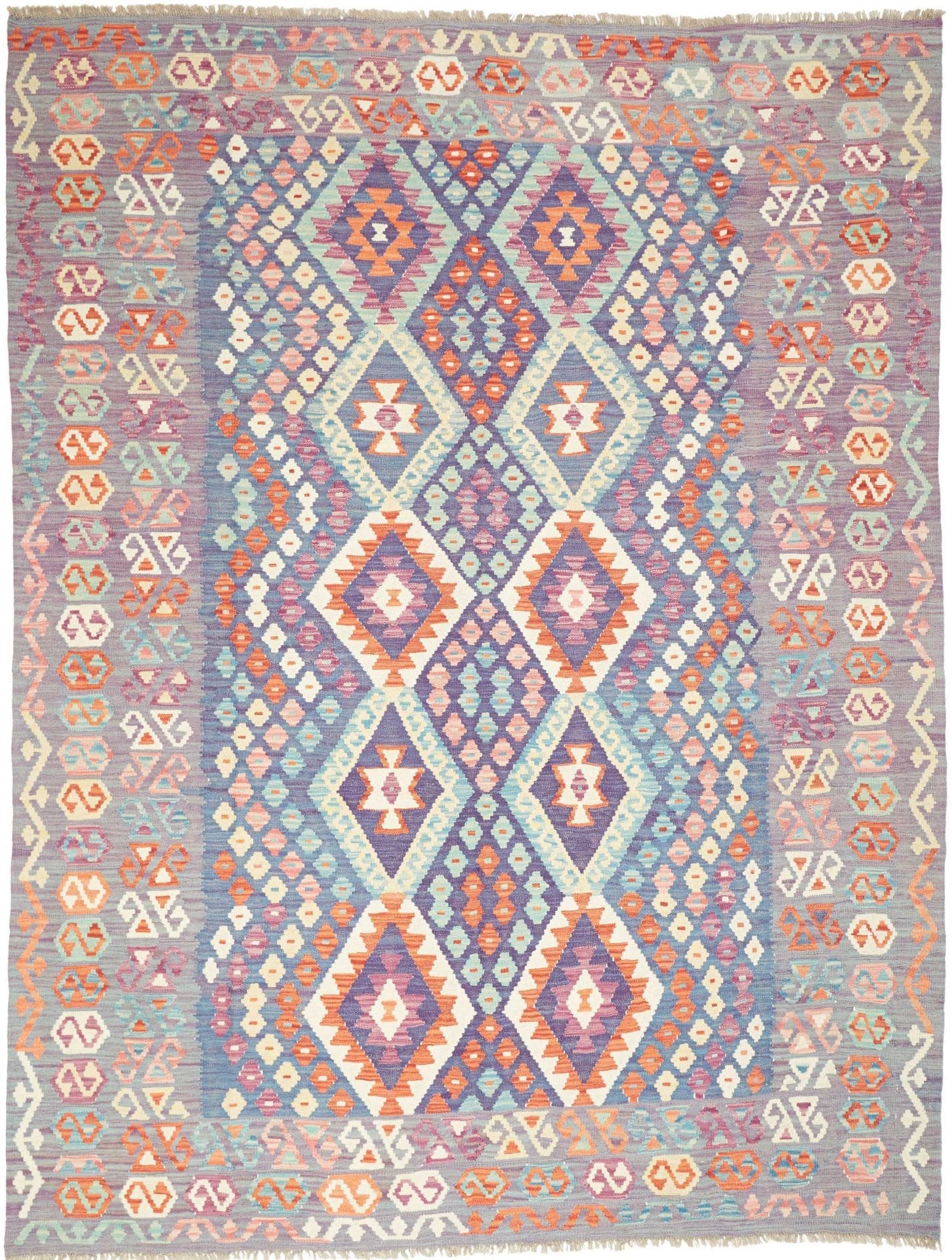 Kelim Teppich 190 x 245 cm - Handgewebt, rustikales Flair