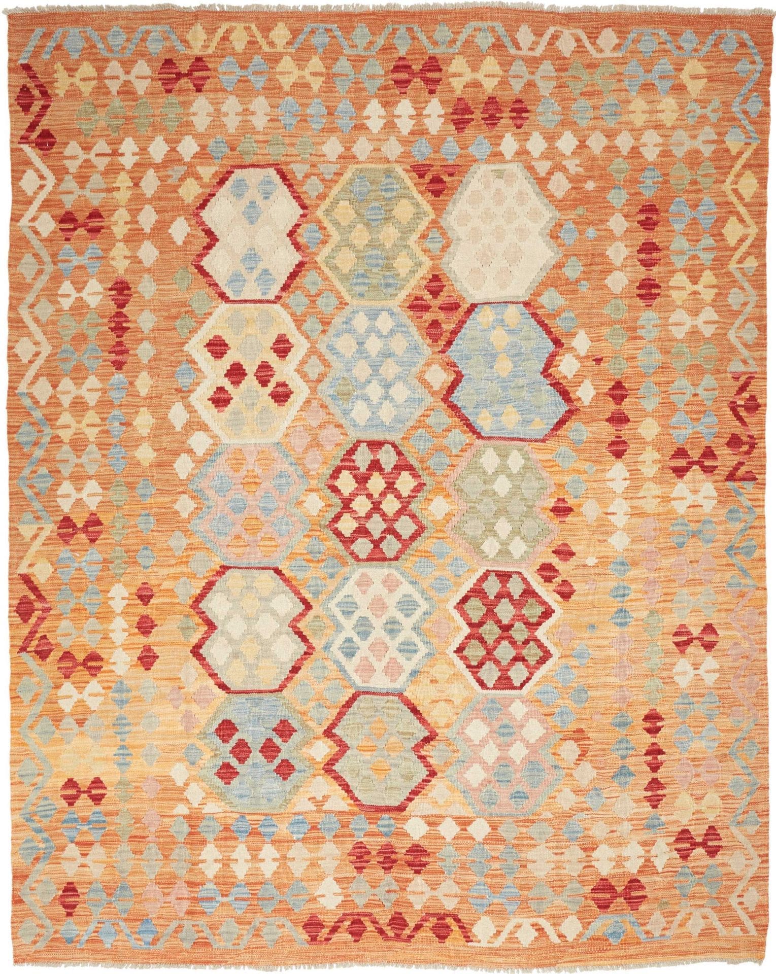 Kelim Teppich 191 x 230 cm, handgewebt, rustikales Design