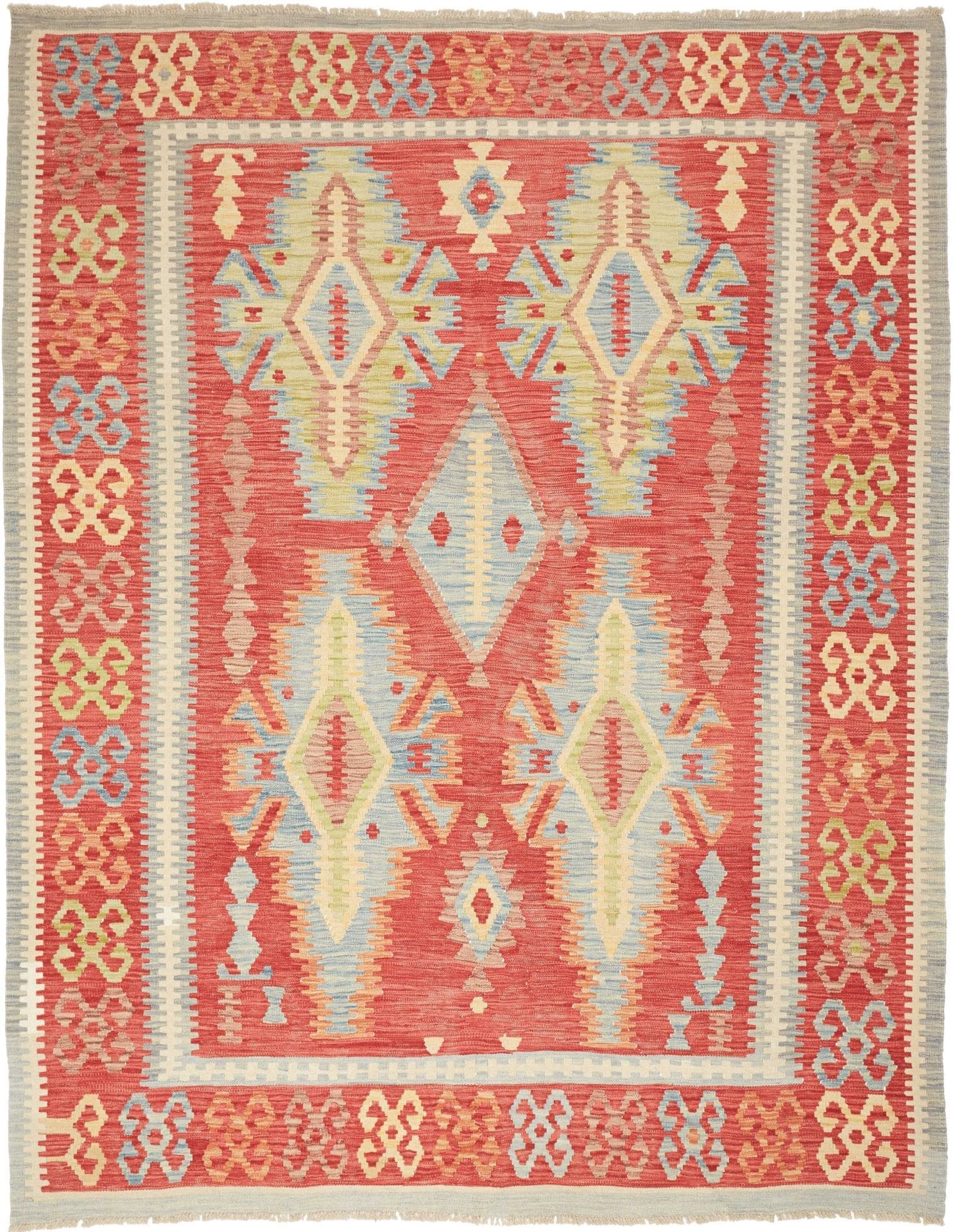 Kelim Teppich 194 x 243 cm – Handgewebt, rustikales Flair, Wolle