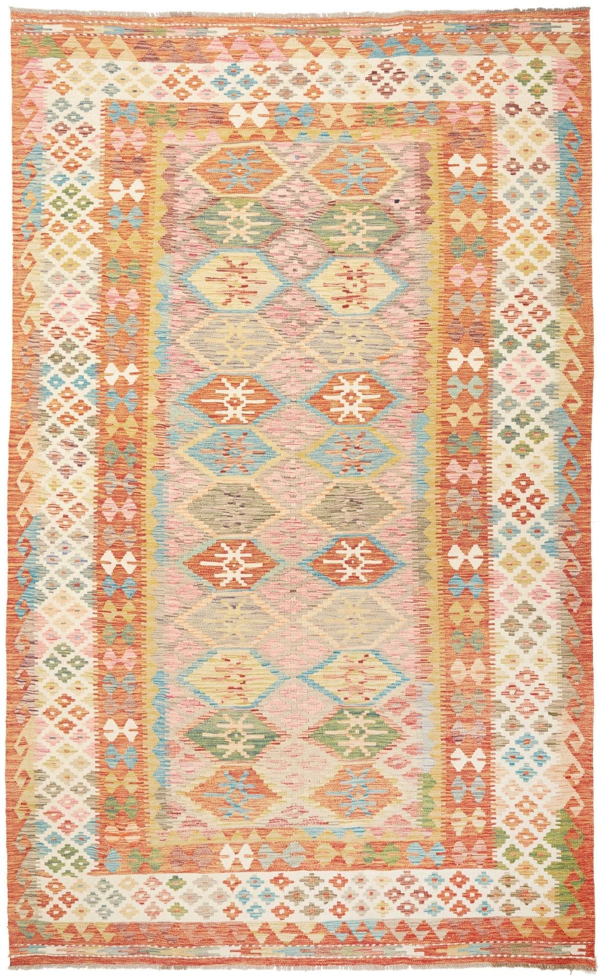 Kelim Teppich 199 x 322 cm aus Schurwolle, handgewebt, rustikal