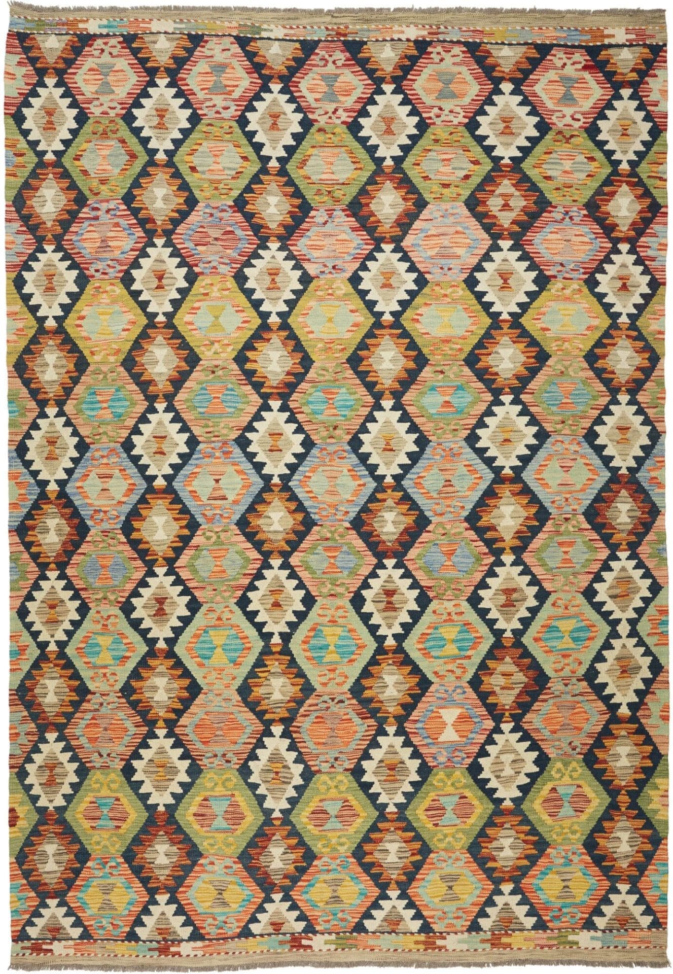 Kelim Teppich 203 x 289 cm – Handgewebt, rustikales Flair, Wolle