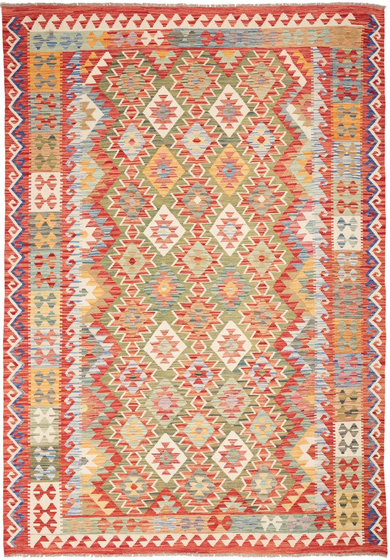 Kelim Teppich 203 x 289cm aus Schurwolle, handgewebt, Orientteppich