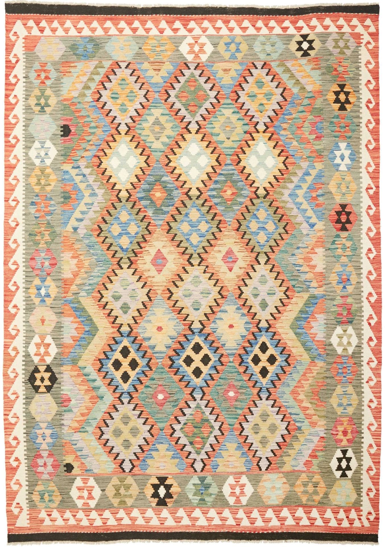 Kelim Teppich 205 x 286 cm aus Schurwolle, handgewebt, orientalisch