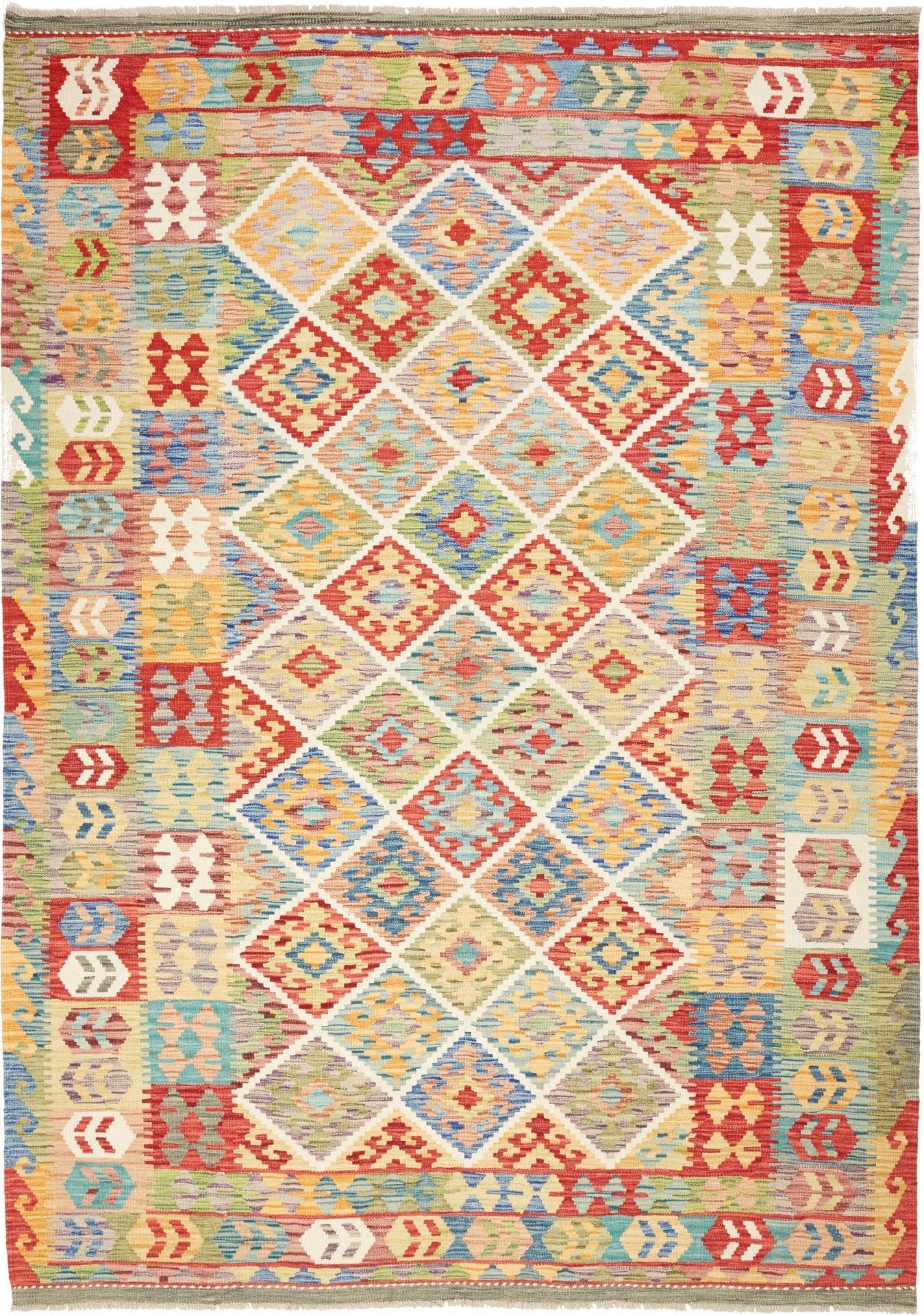 Kelim Teppich 206 x 287cm – Handgewebt, rustikales Flair, Wolle