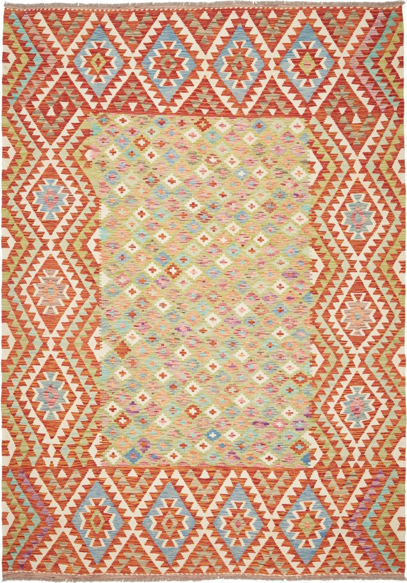 Kelim Teppich 207 x 294 cm | Handgewebt | Wolle & Baumwolle